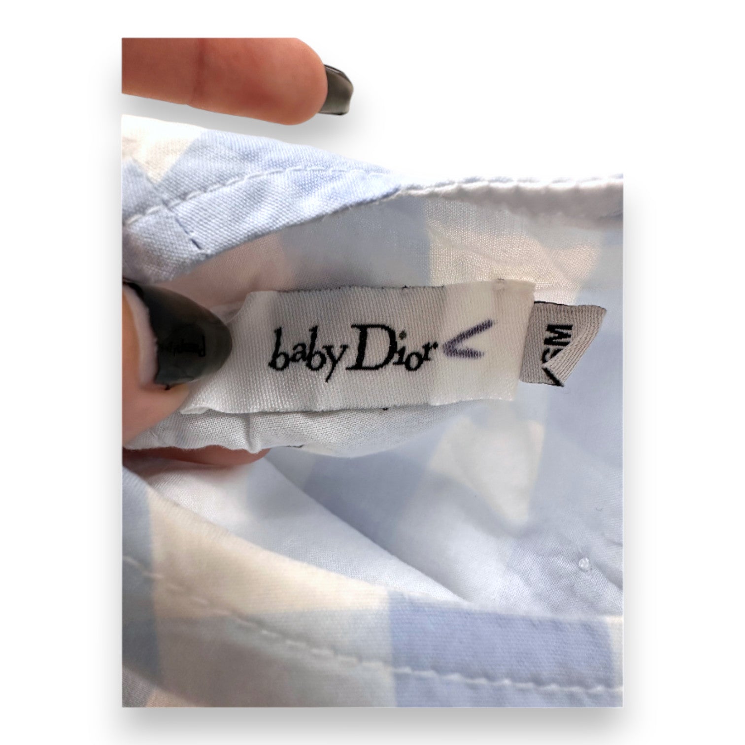 BABY DIOR - Combinaison blanche et bleue vichy - 6 mois