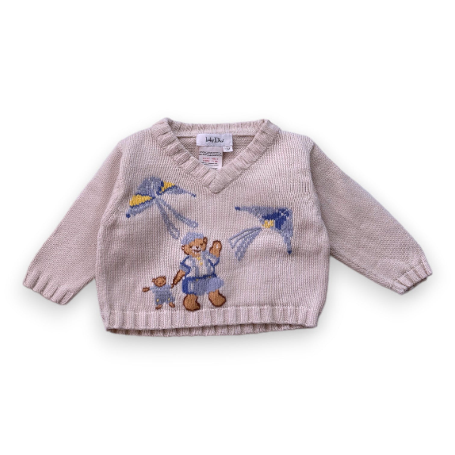 BABY DIOR - Pull beige avec broderies - 6 mois