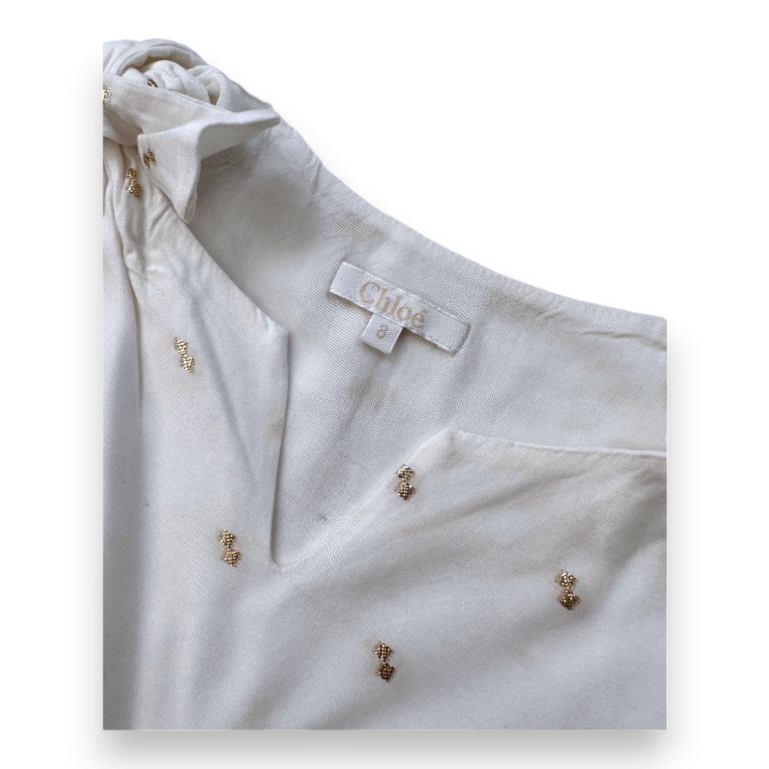 CHLOE - Blouse blanche avec détails dorés - 8 ans