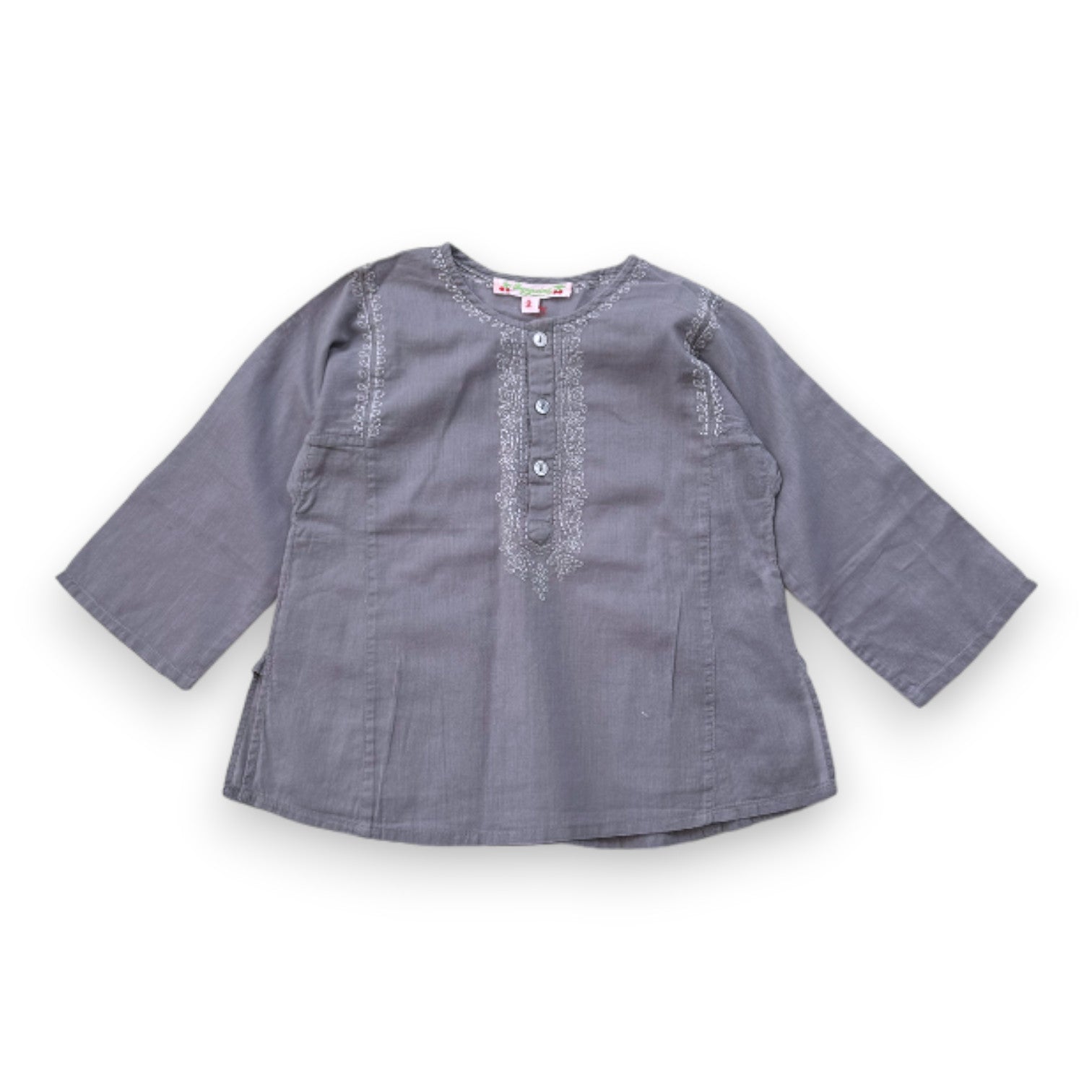 BONPOINT - Blouse grise avec broderies - 2 ans