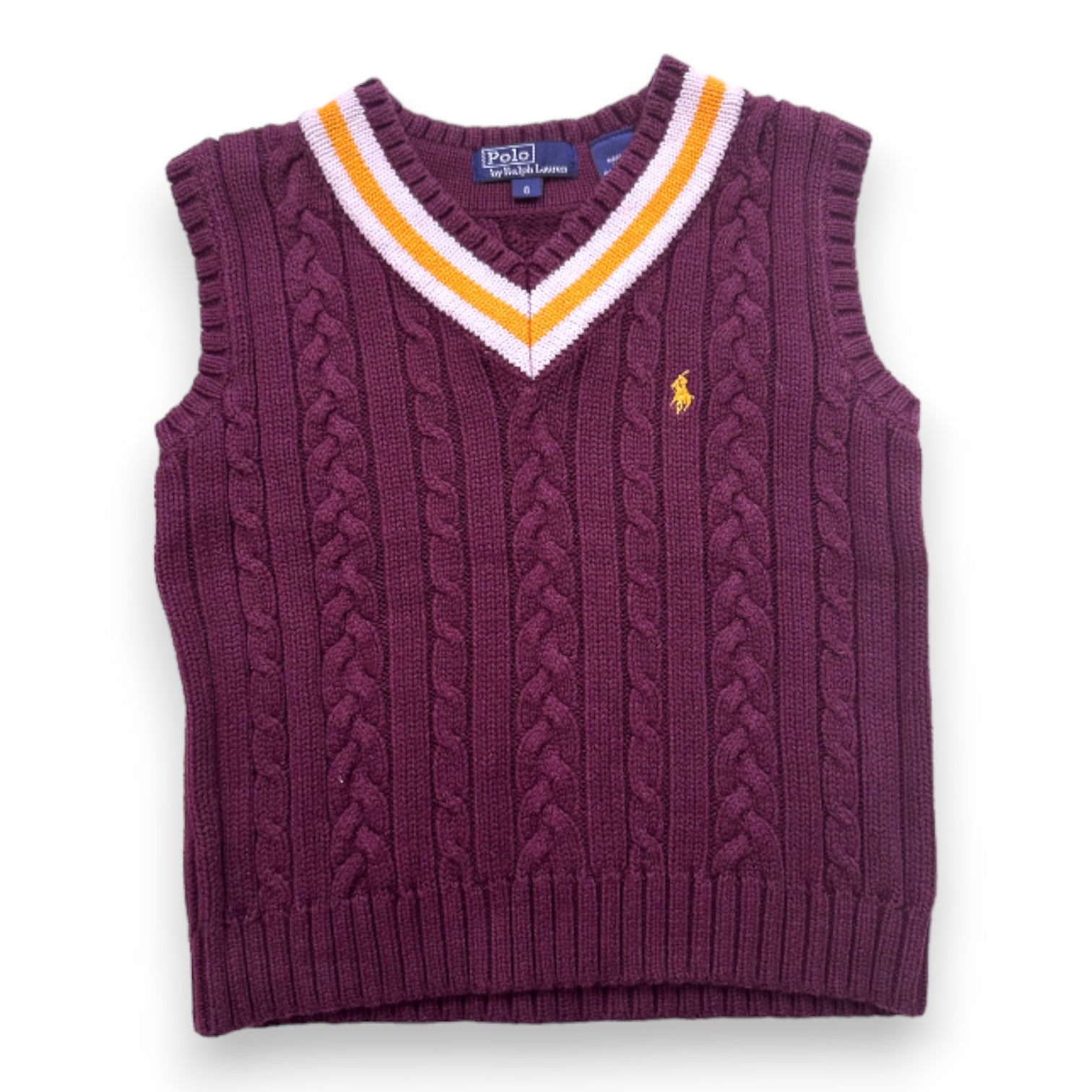 RALPH LAUREN - Pull sans manches bordeaux - 6 ans