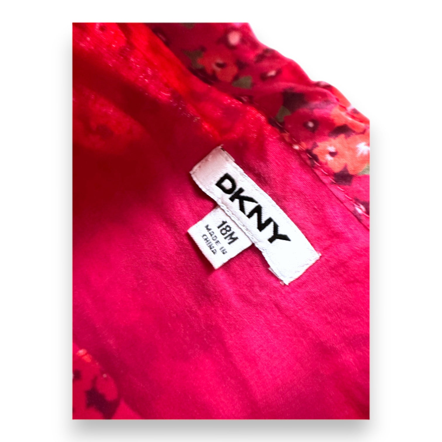 DKNY - Robe rose à fleurs - 18 mois