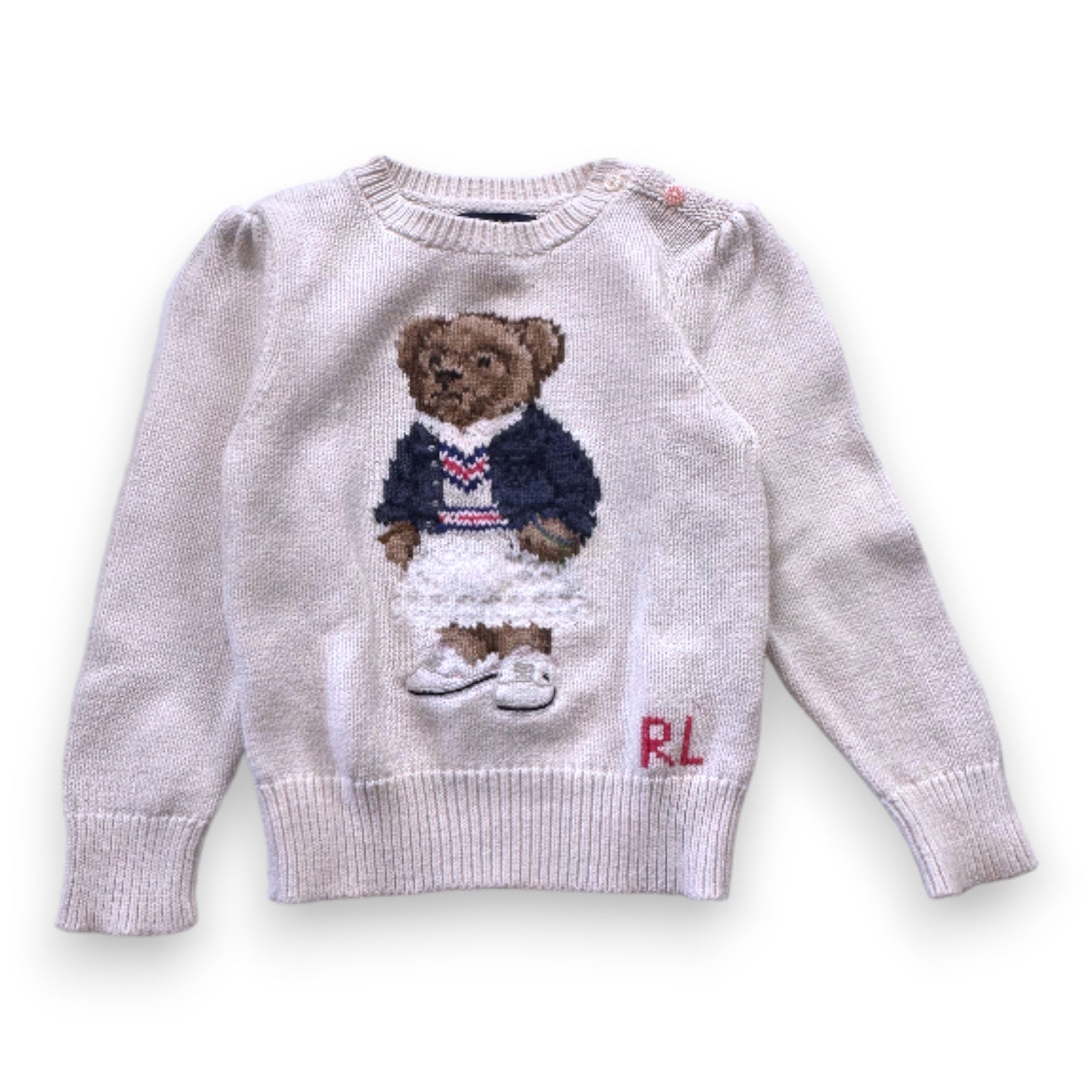 RALPH LAUREN - Pull beige avec ours - 3 ans