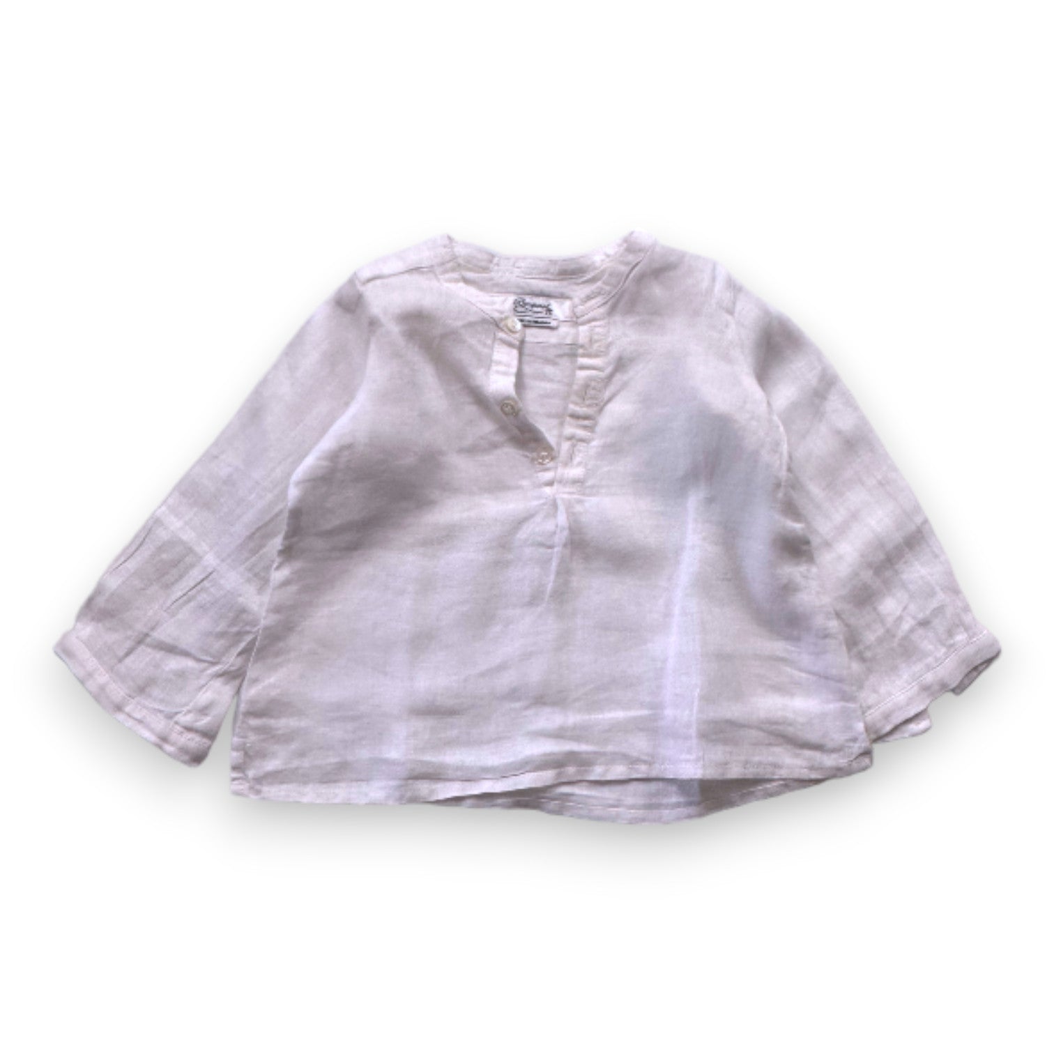 BONPOINT - Blouse blanche à manches longues en lin - 12 mois