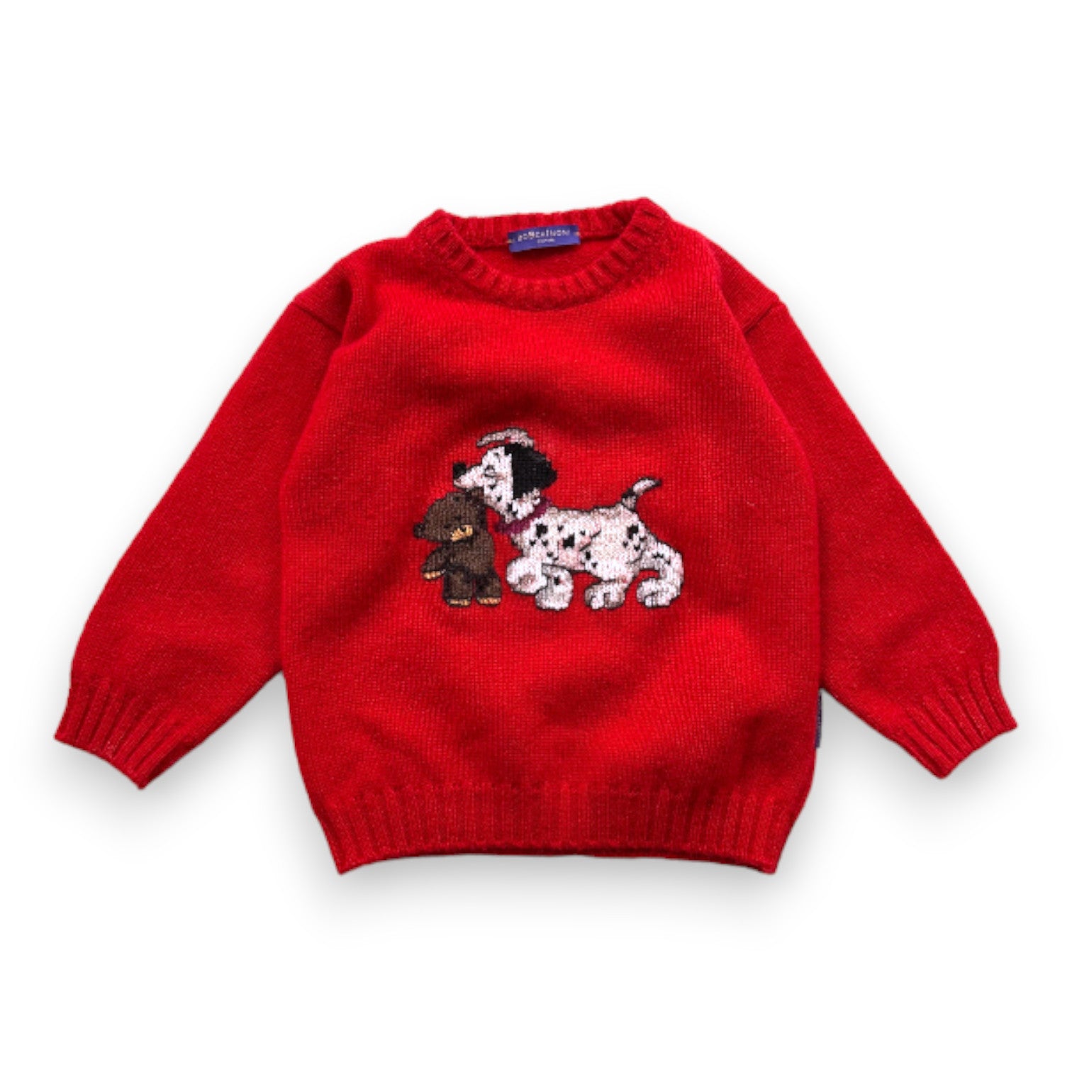 BOSCHINONI - Pull rouge en cahemire avec dalmatien - 3 ans