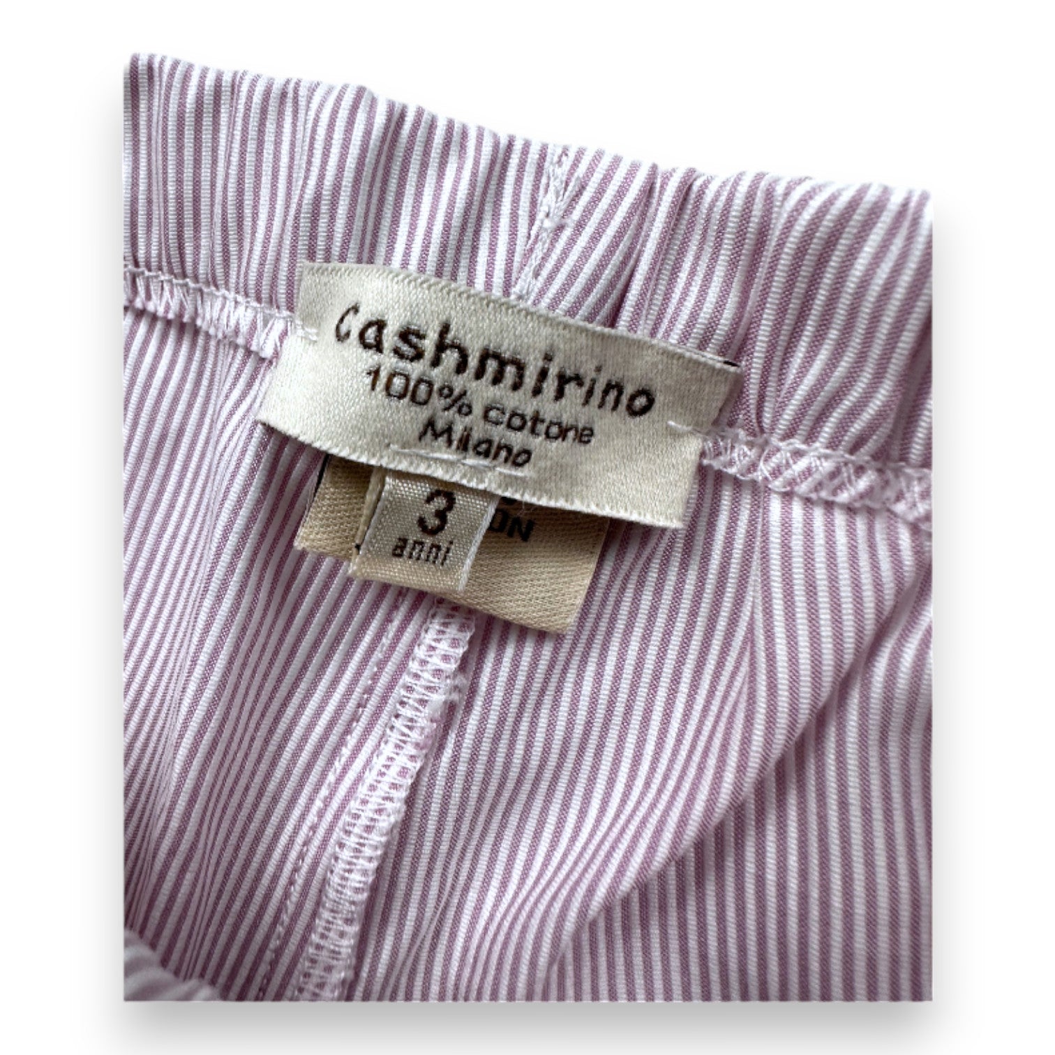 CASHMIRINO - Pantalon léger rose et blanc à rayures - 3 ans