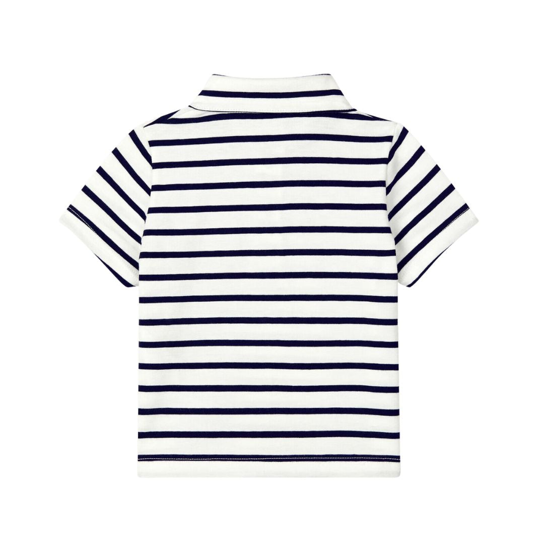 PETIT BATEAU - Polo manches courtes rayé marinière - 6 mois