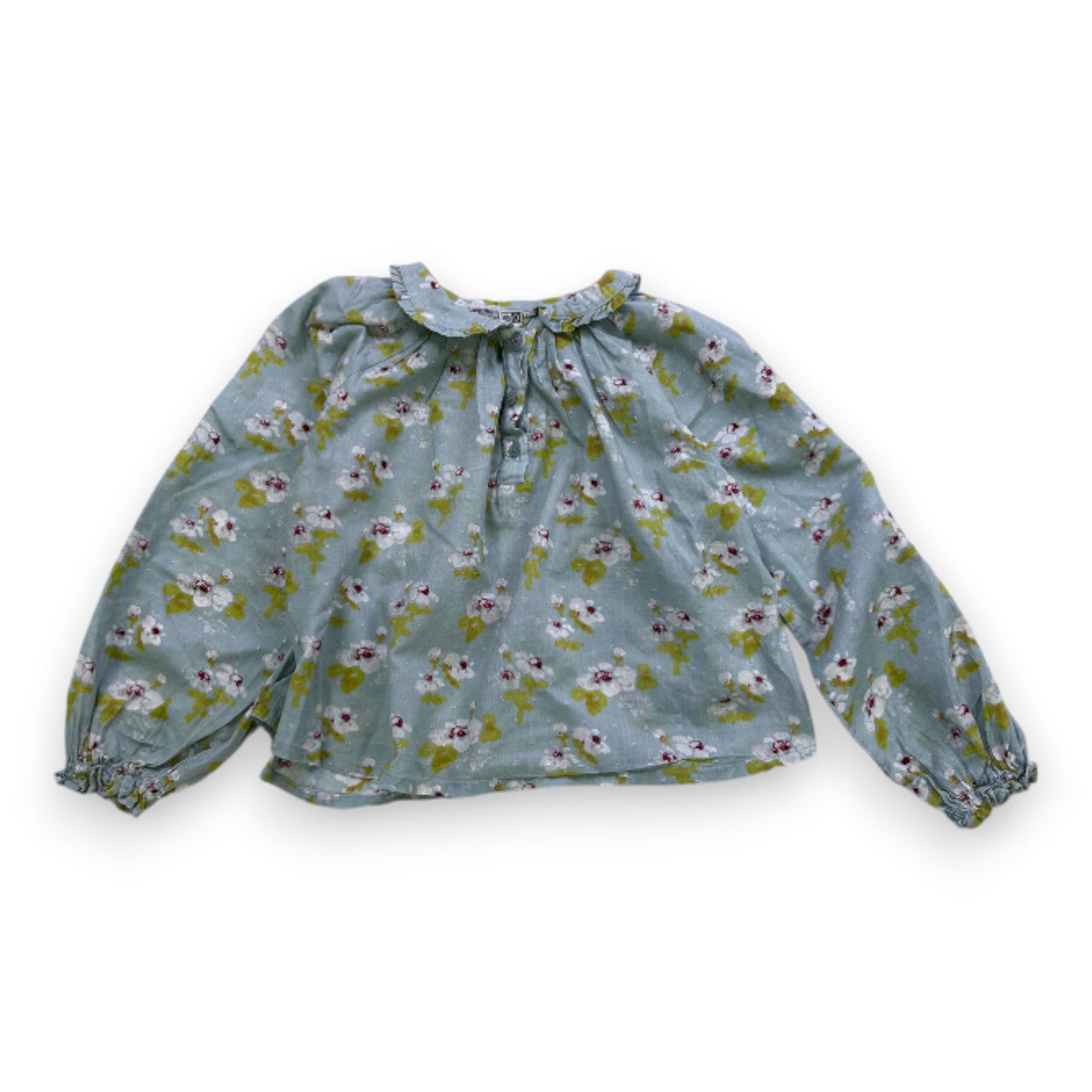 BONTON - Blouse bleue à fleurs à manches longues - 4 ans