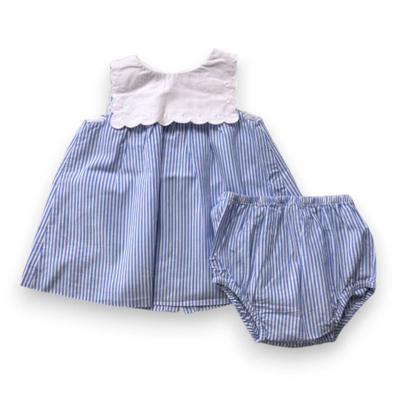 JACADi - Ensemble robe et bloomer bleu à rayues - 3 mois