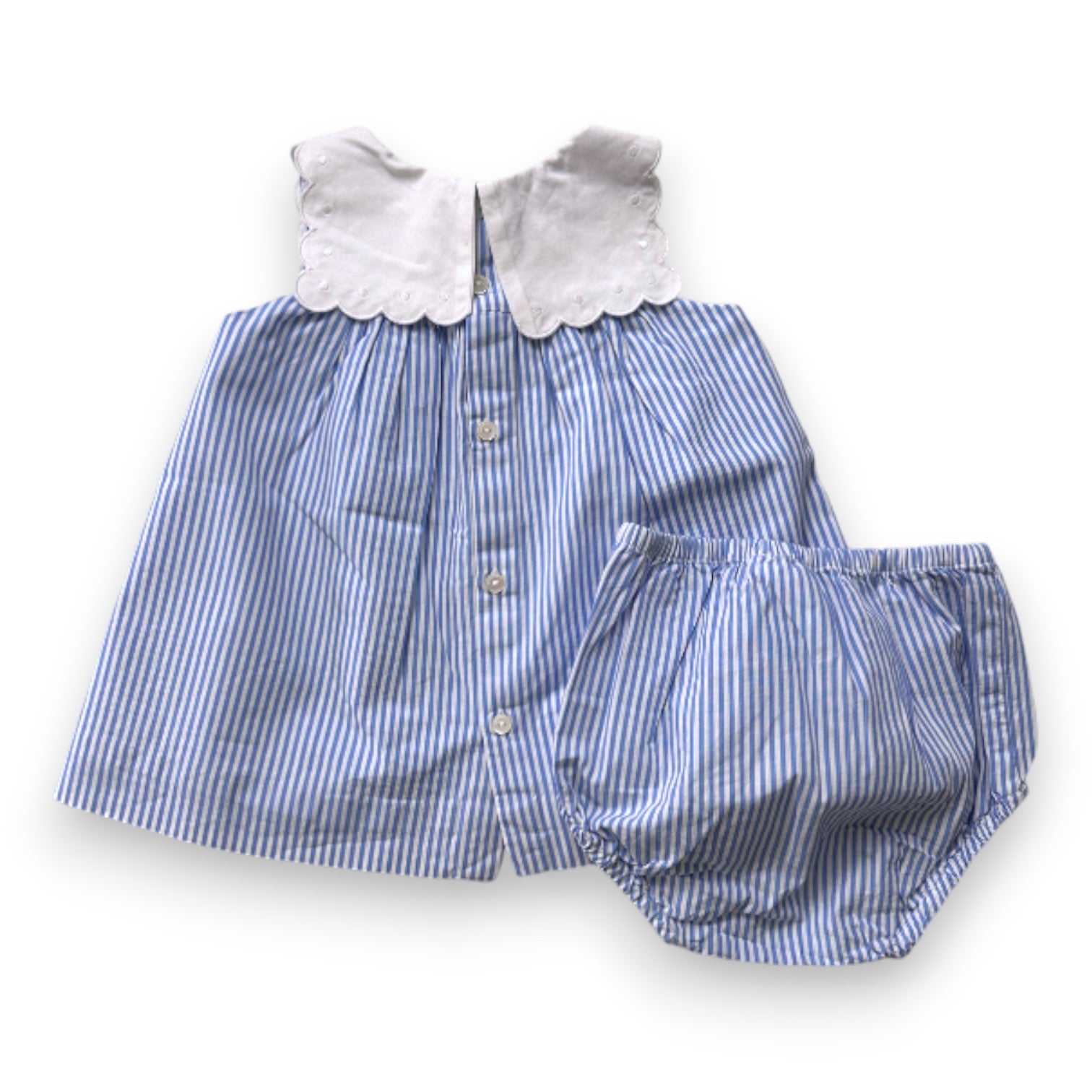 JACADi - Ensemble robe et bloomer bleu à rayues - 3 mois