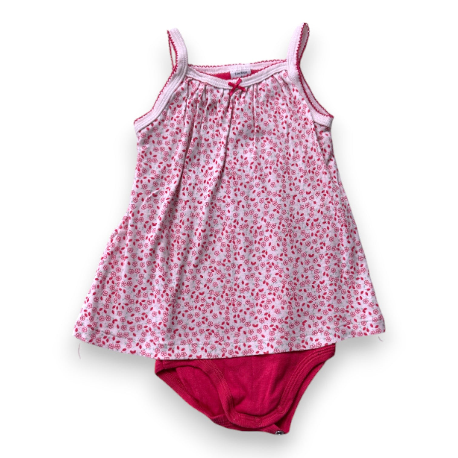 PETIT BATEAU - Robe blanche à fleurs roses avec body - 2 ans