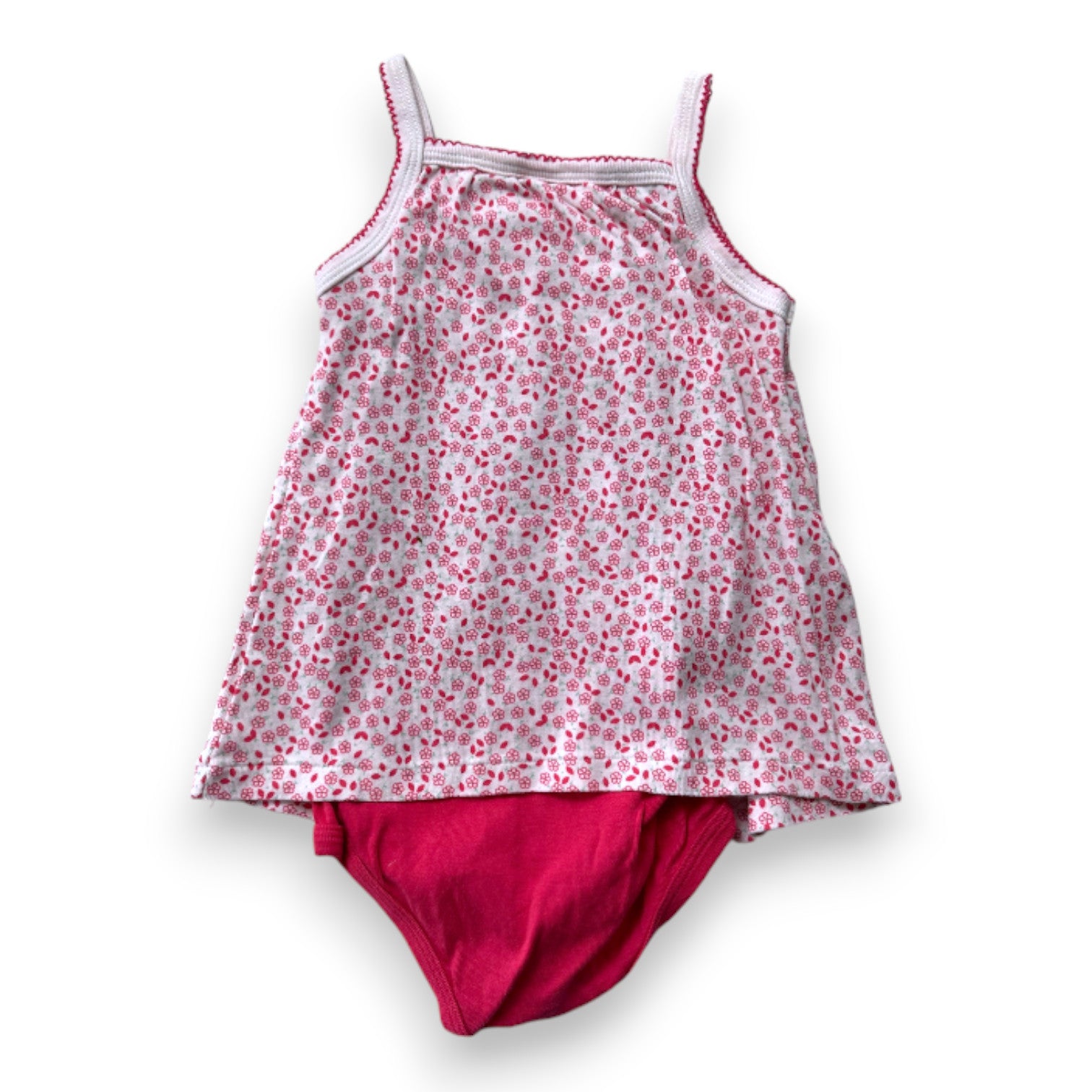 PETIT BATEAU - Robe blanche à fleurs roses avec body - 2 ans