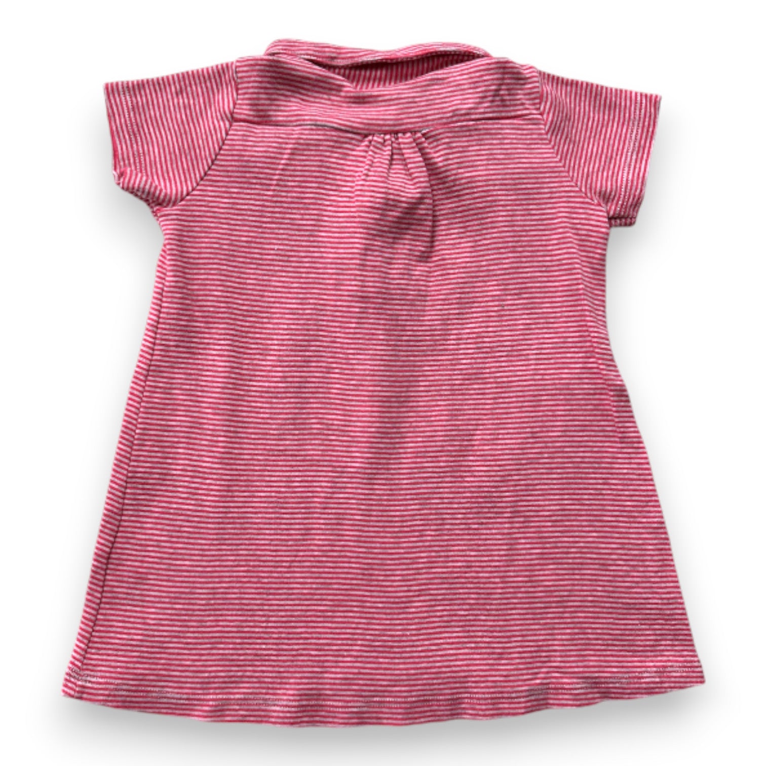 PETIT BATEAU - Robe rose et blanche à rayures - 12 mois