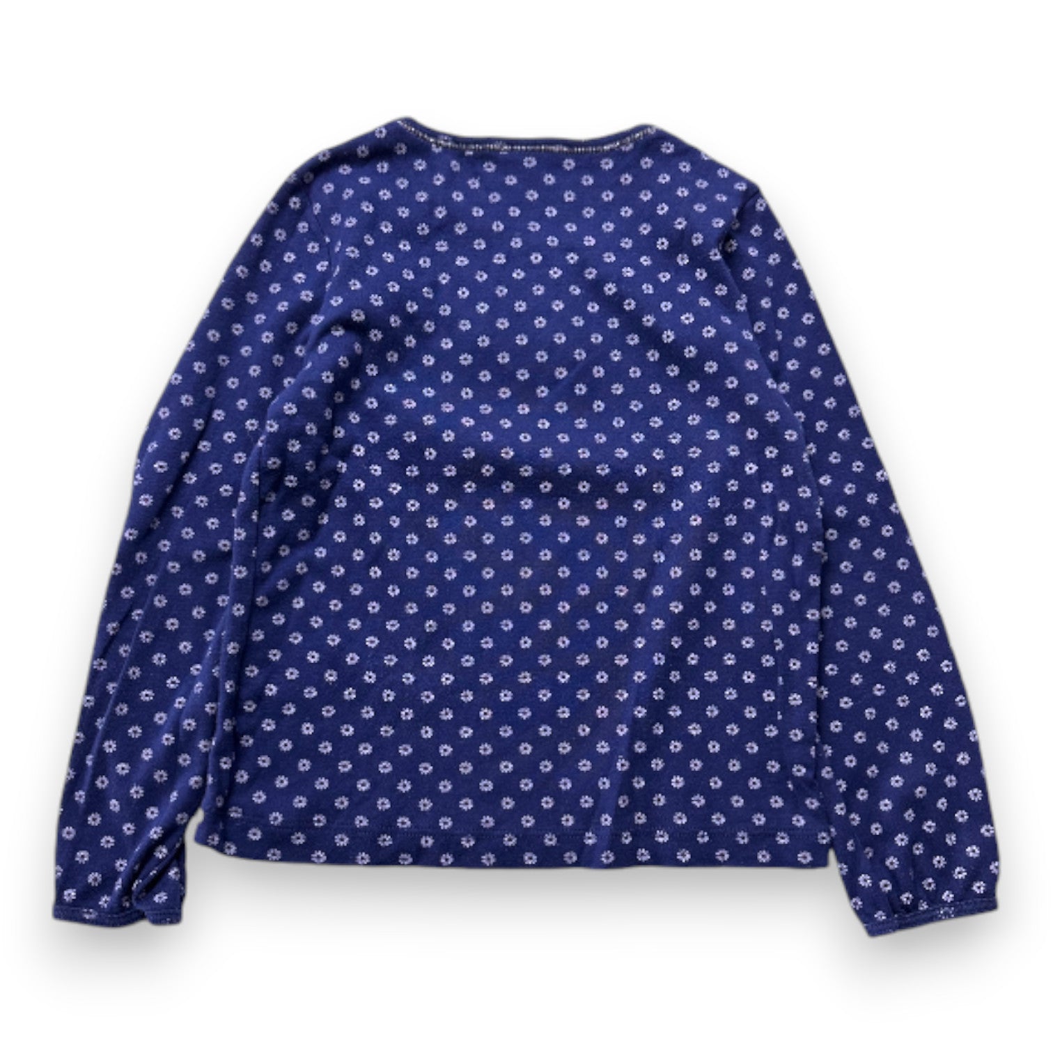 PETIT BATEAU - T-shirt bleu à fleurs à manches longues - 6 ans