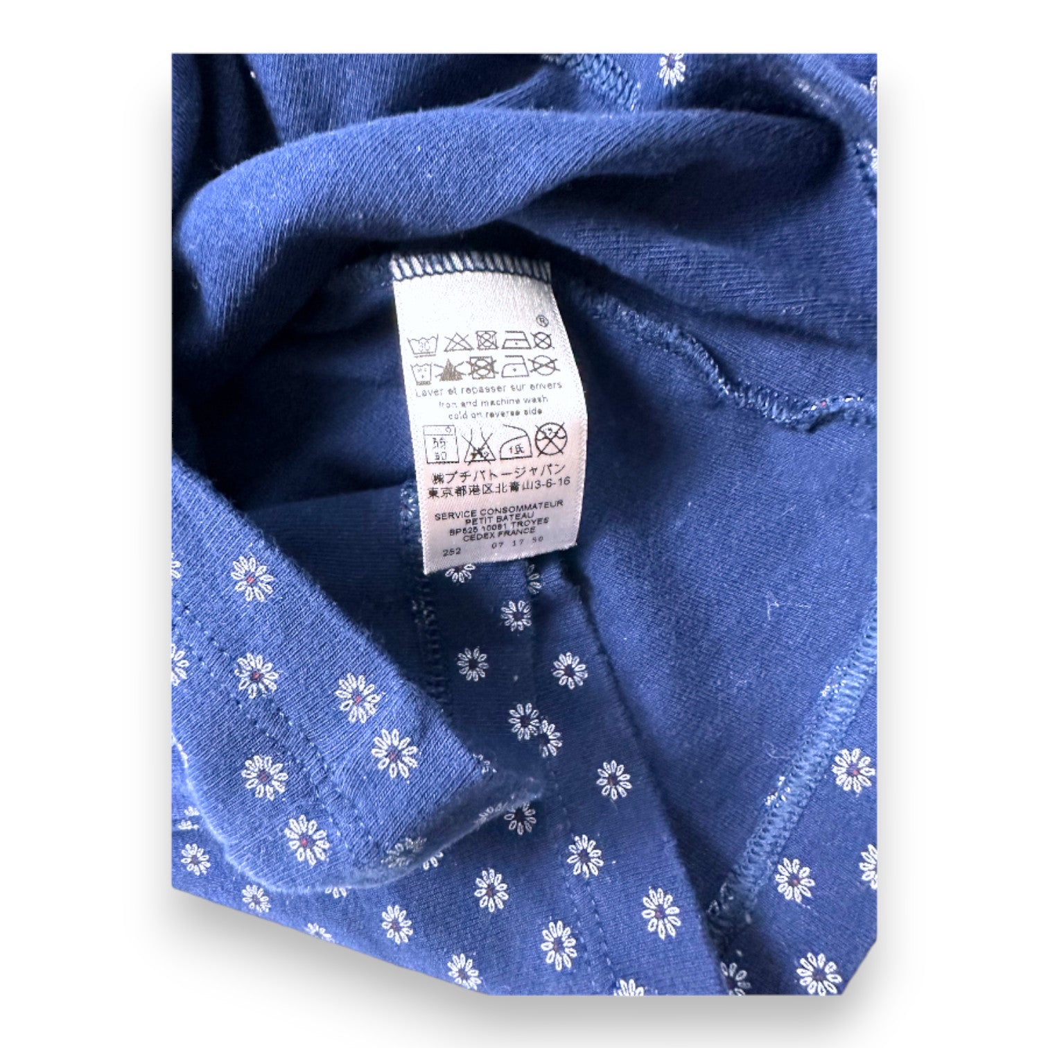 PETIT BATEAU - T-shirt bleu à fleurs à manches longues - 6 ans