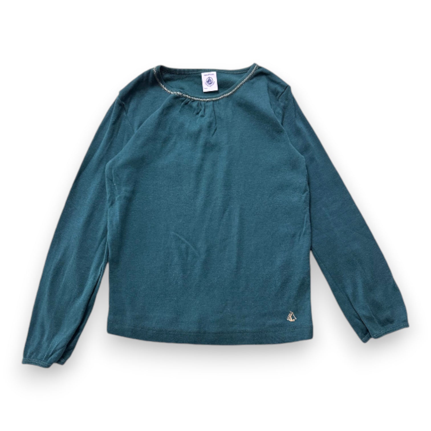 PETIT BATEAU - T-shirt vert à manches longues - 6 ans