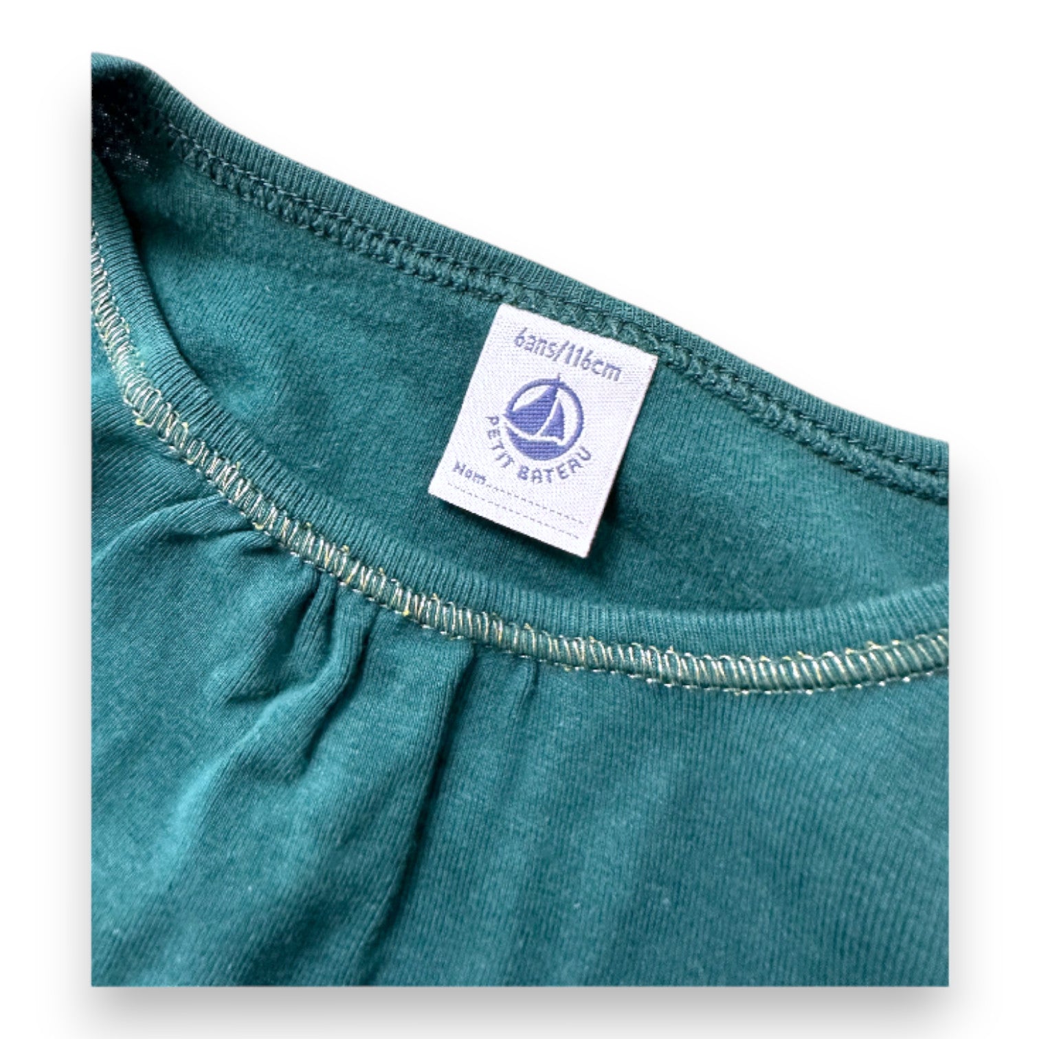 PETIT BATEAU - T-shirt vert à manches longues - 6 ans