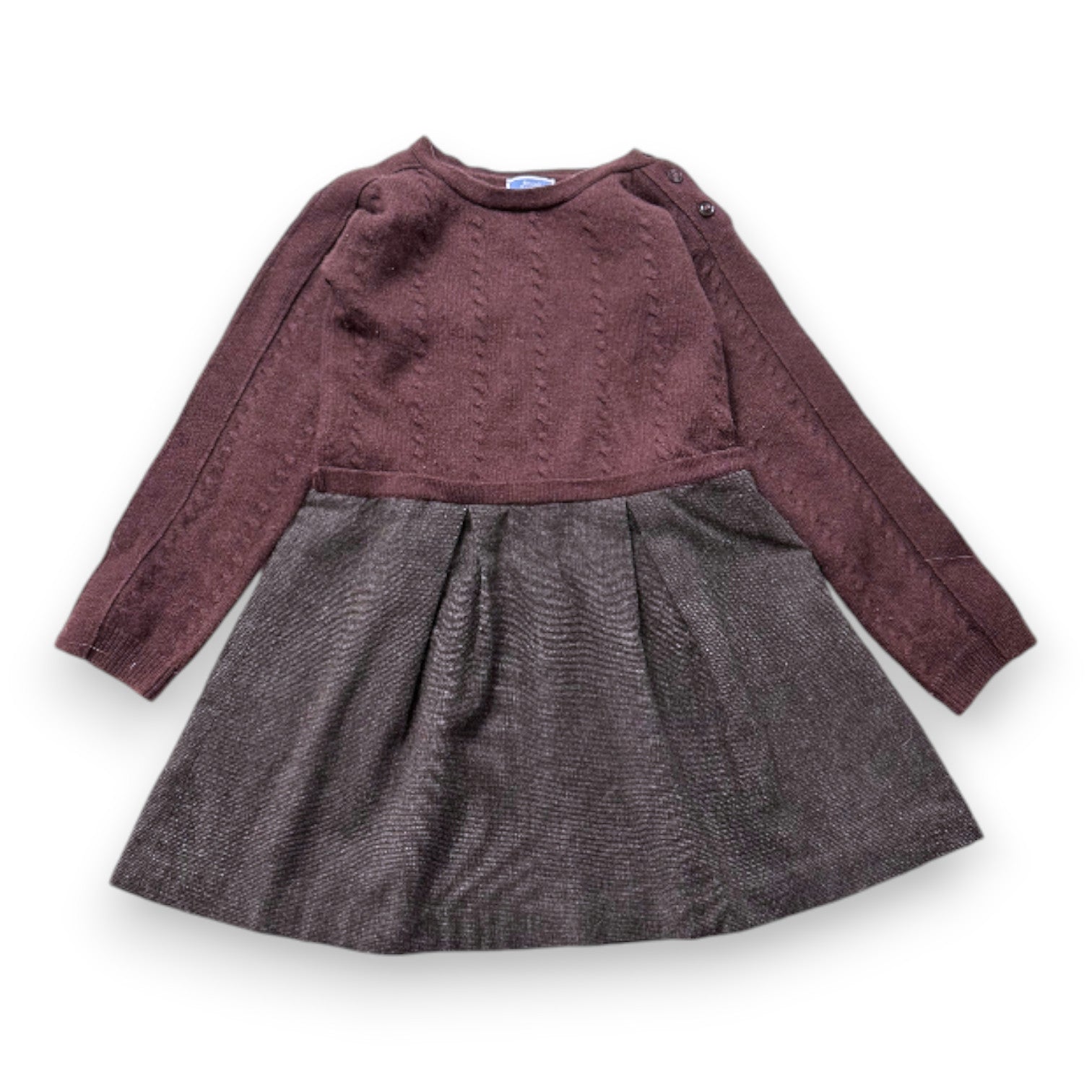 JACADI - Robe marron en laine effet pull et jupe - 8 ans