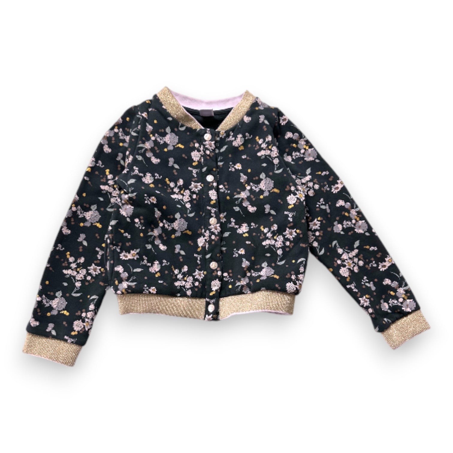 PETIT BATEAU - Veste teddy vert à fleurs - 6 ans