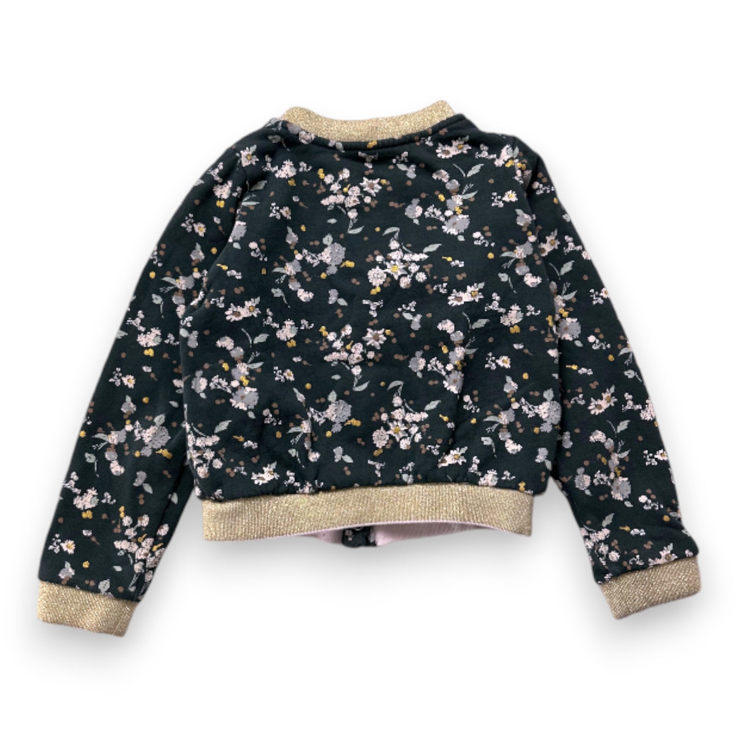 PETIT BATEAU - Veste teddy vert à fleurs - 6 ans