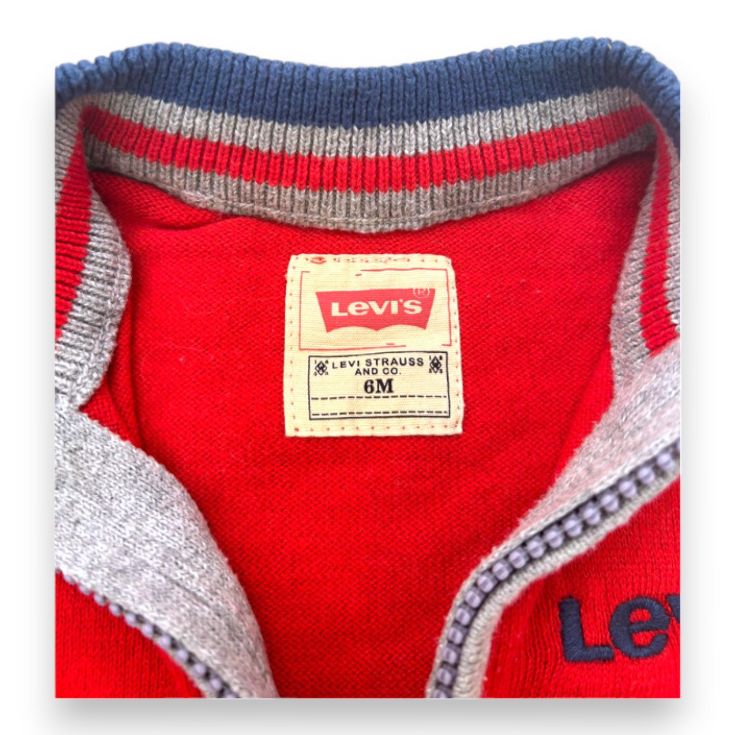 LEVI'S - Gilet zippé rouge et bleu - 6 mois