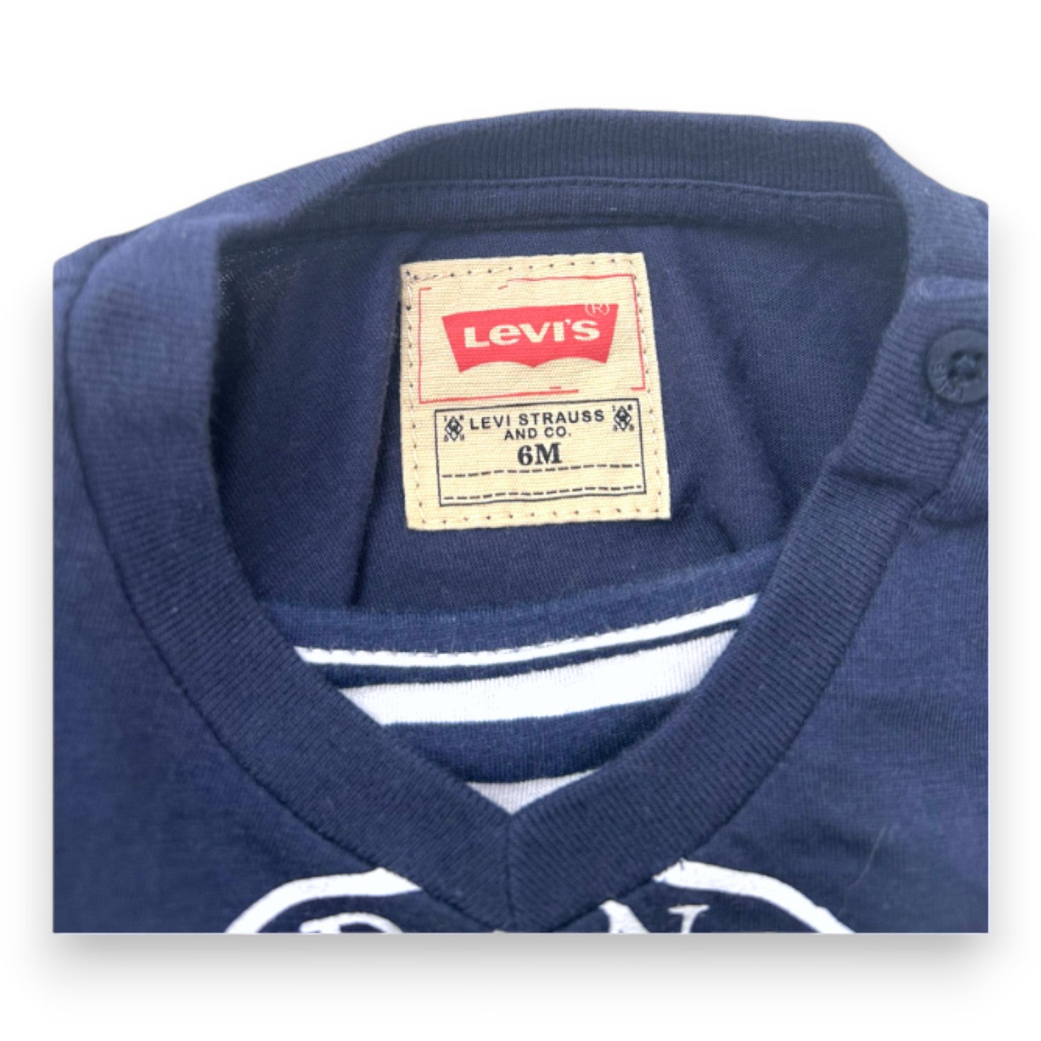 LEVI'S - T-shirt à manches courtes bleu marine avec imprimé - 6 mois