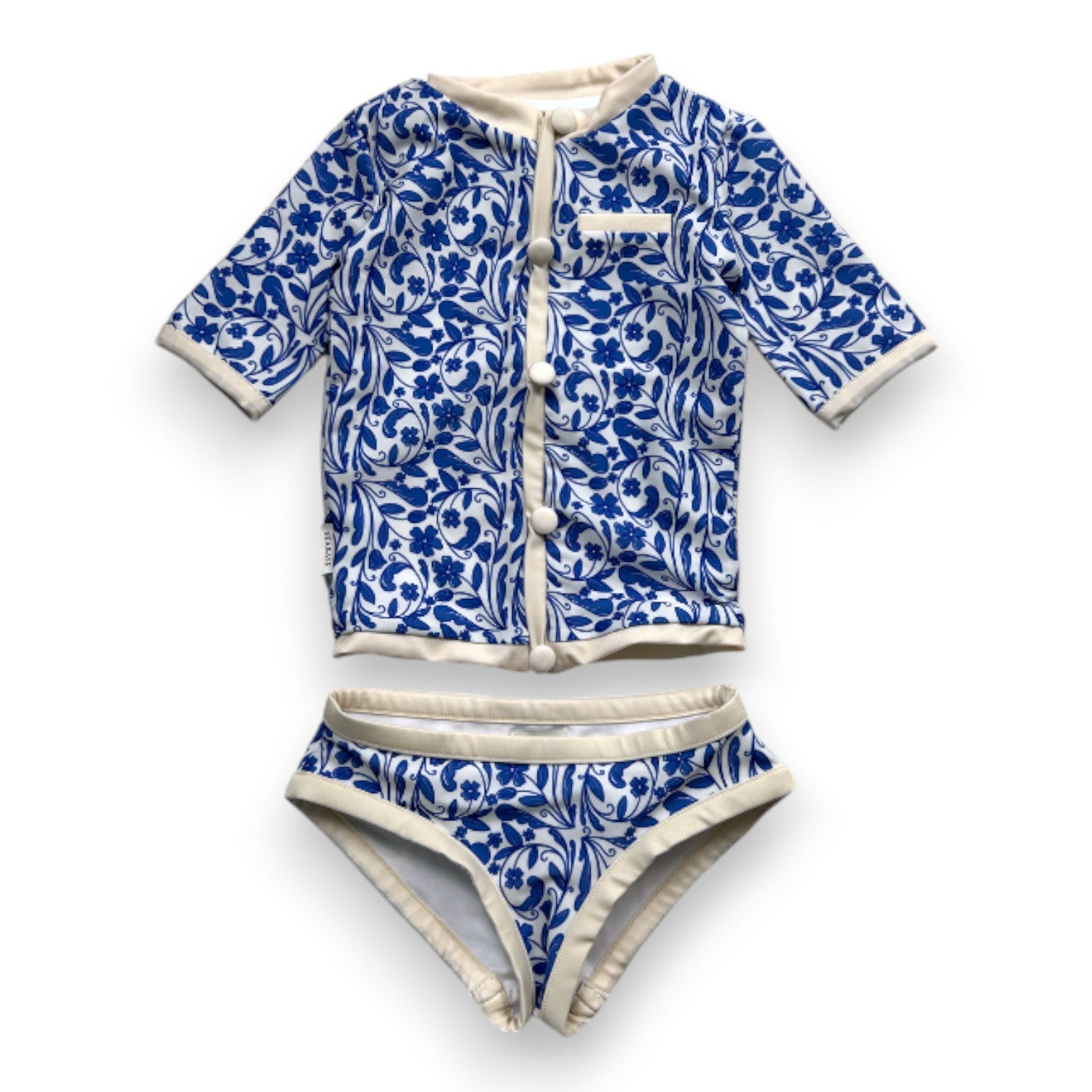 SEA BASS - Ensemble de maillot de bain blanc et bleu à motifs - 2 ans