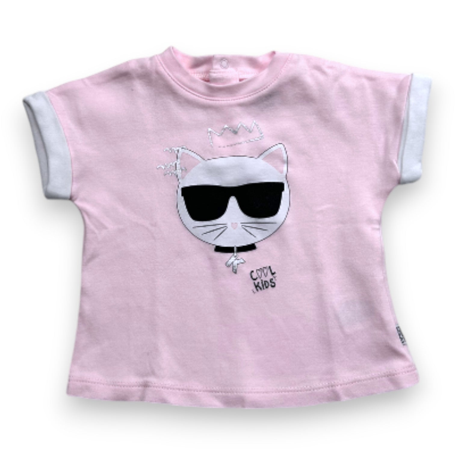 KARL LAGERFELD - T-shirt rose à manches courtes avec imprimé - 6 mois