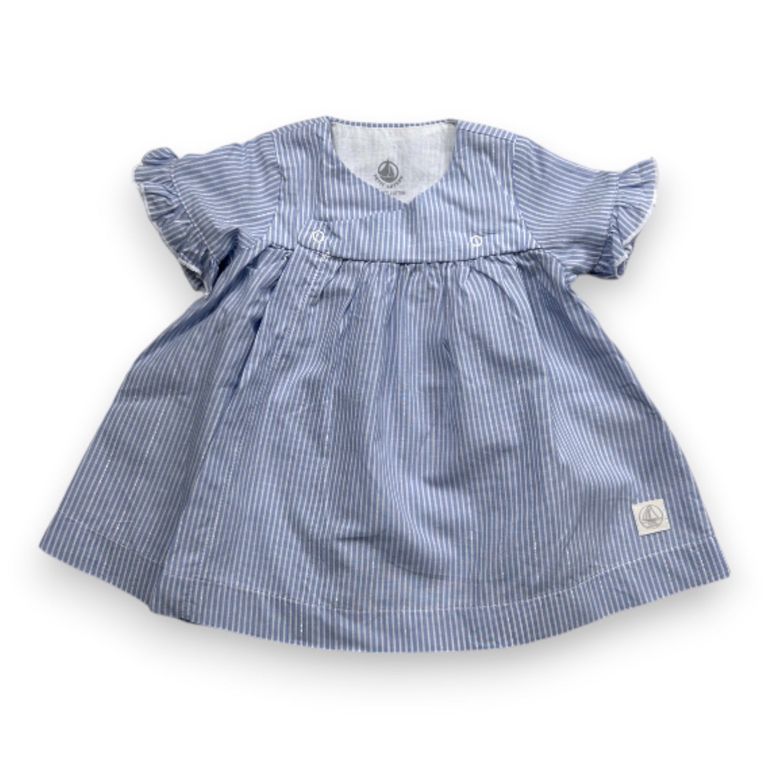 PETIT BATEAU - Robe bleue à rayues - 3 mois