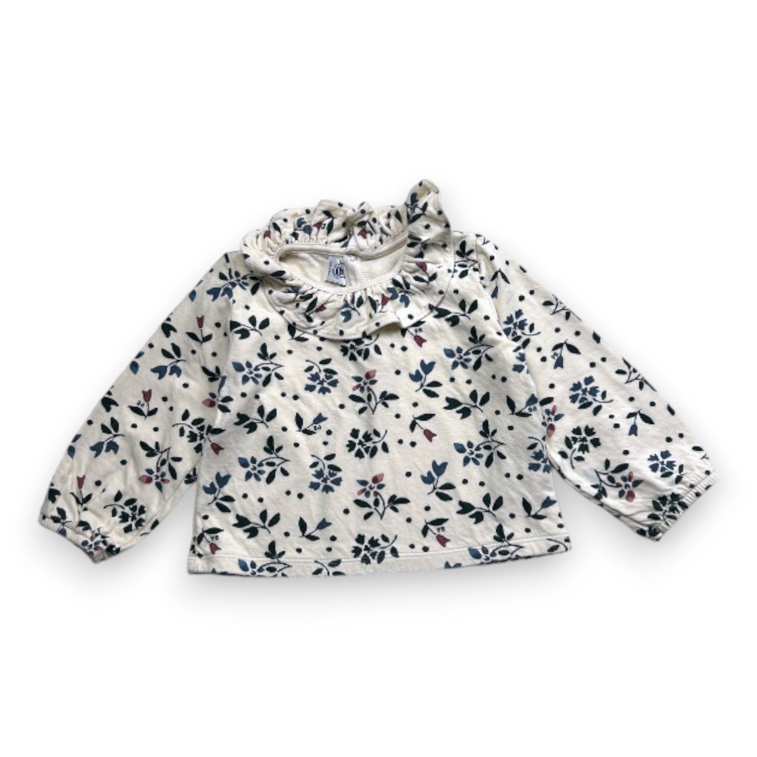 PETIT BATEAU - Blouse beige à fleurs - 3 ans