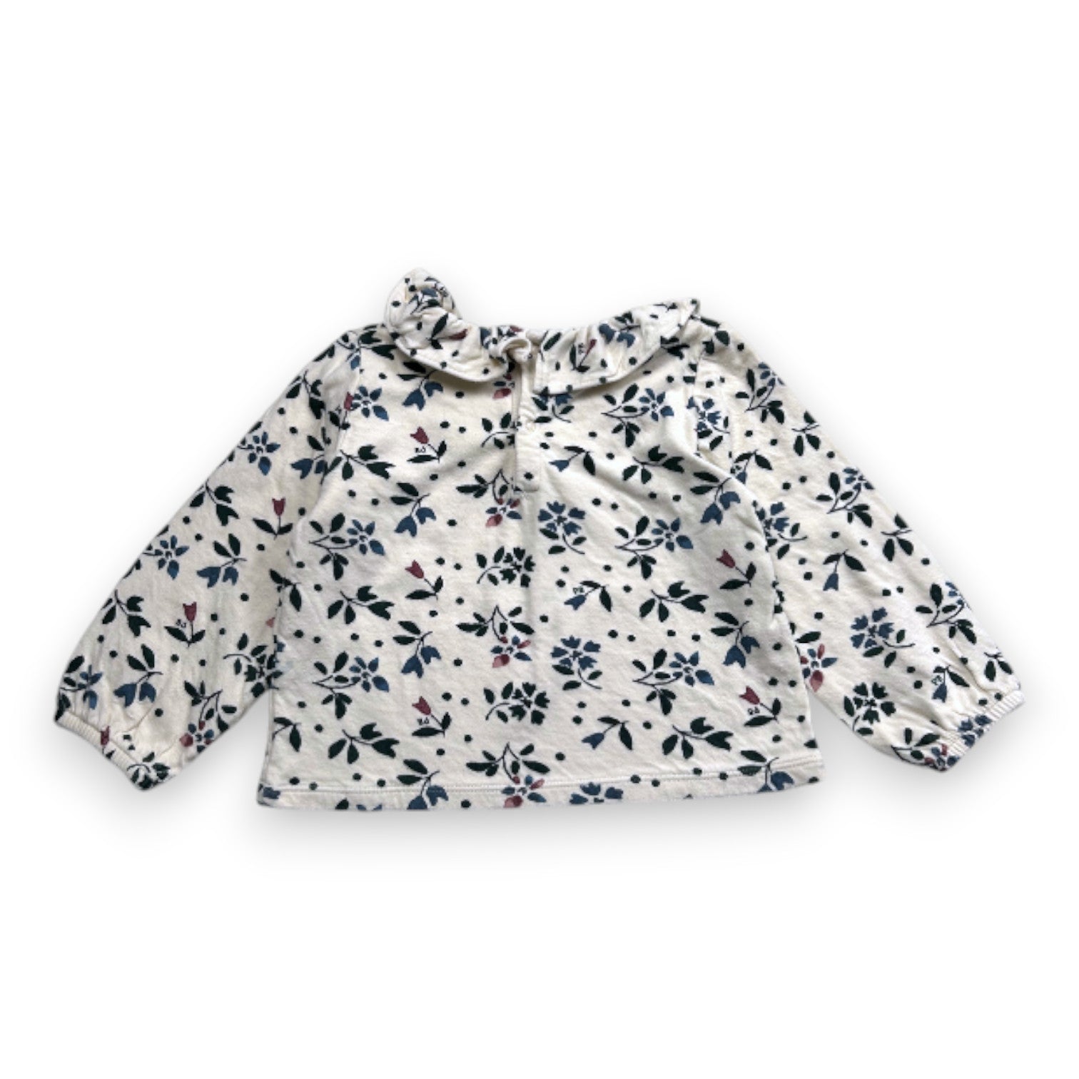 PETIT BATEAU - Blouse beige à fleurs - 3 ans