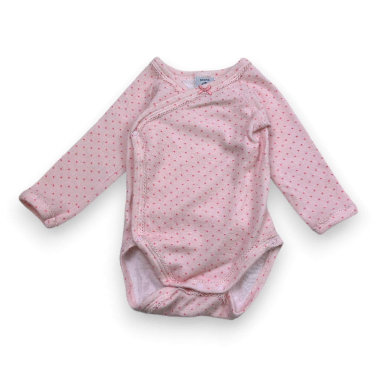 PETIT BATEAU - Body rose à manches longues à pois - 6 mois