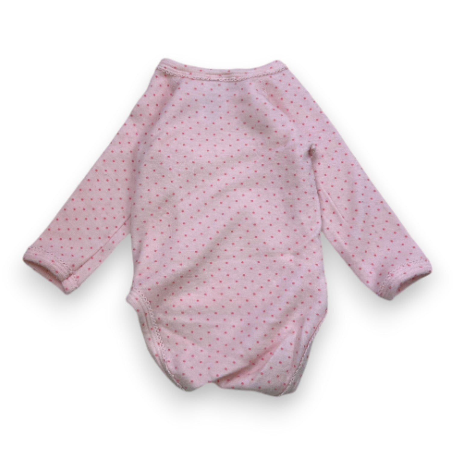 PETIT BATEAU - Body rose à manches longues à pois - 6 mois