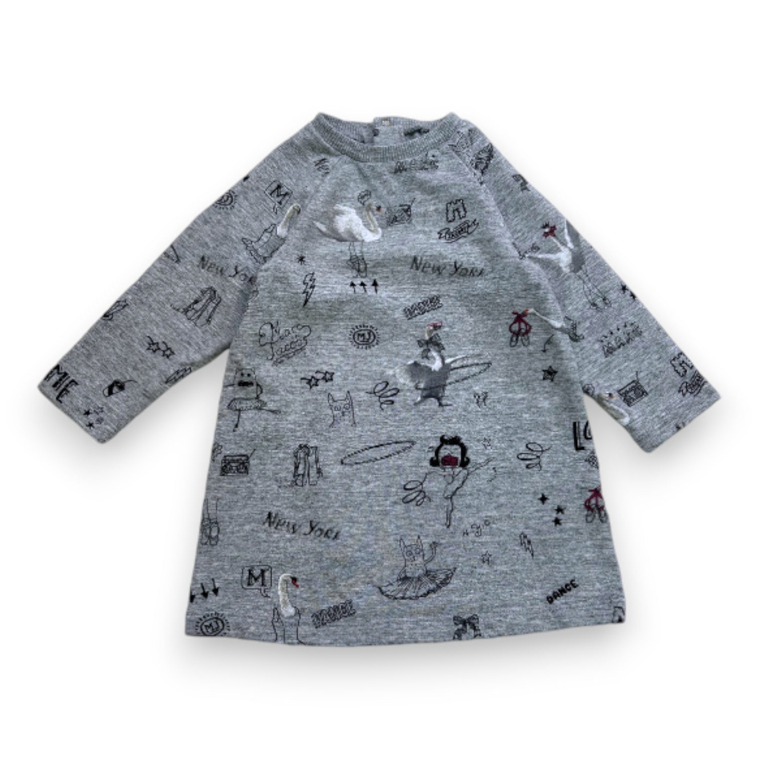 LITTLE MARC JACOBS - Robe grise avec imprimés - 6 mois