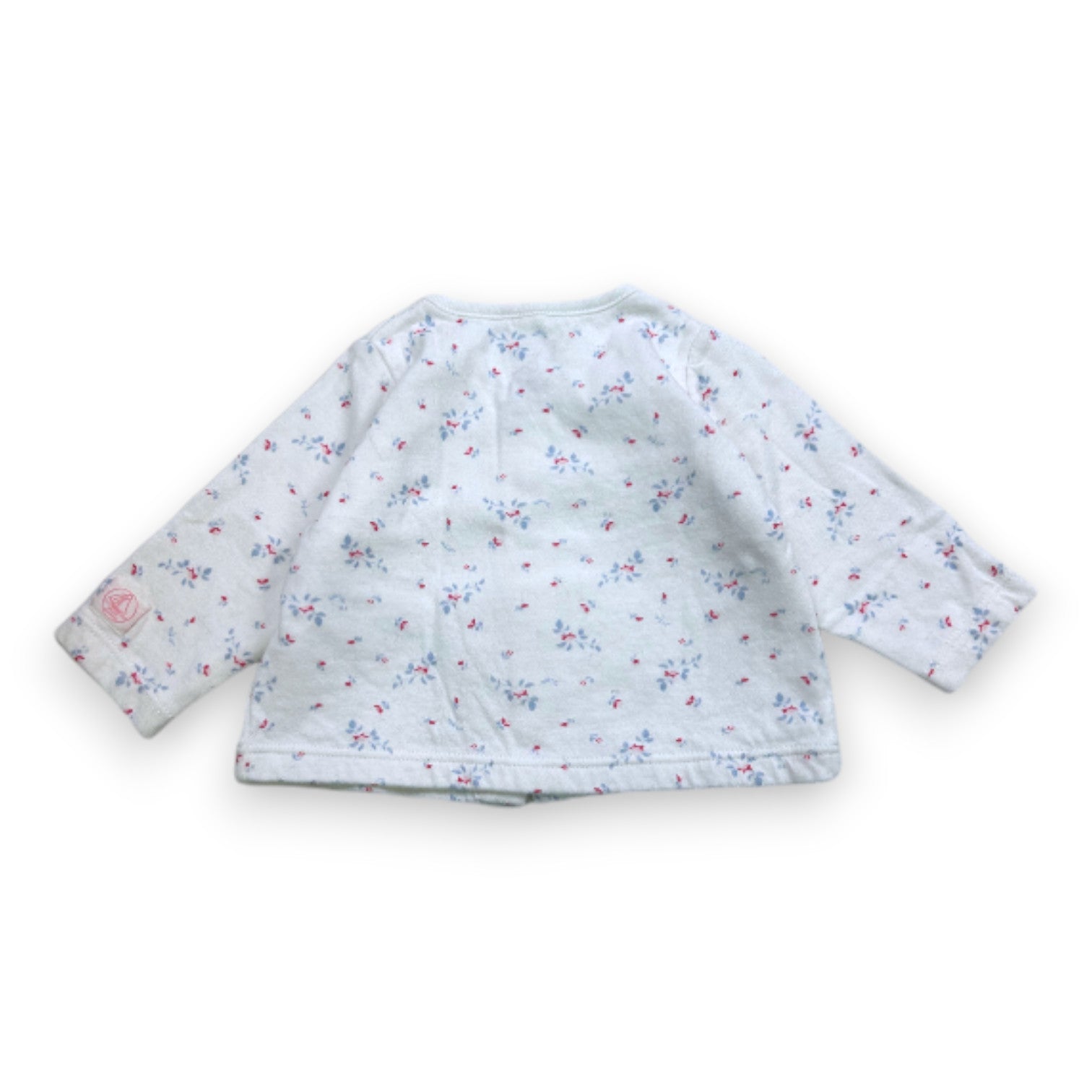 PETIT BATEAU - Cardigan blanc à fleurs - 3 mois