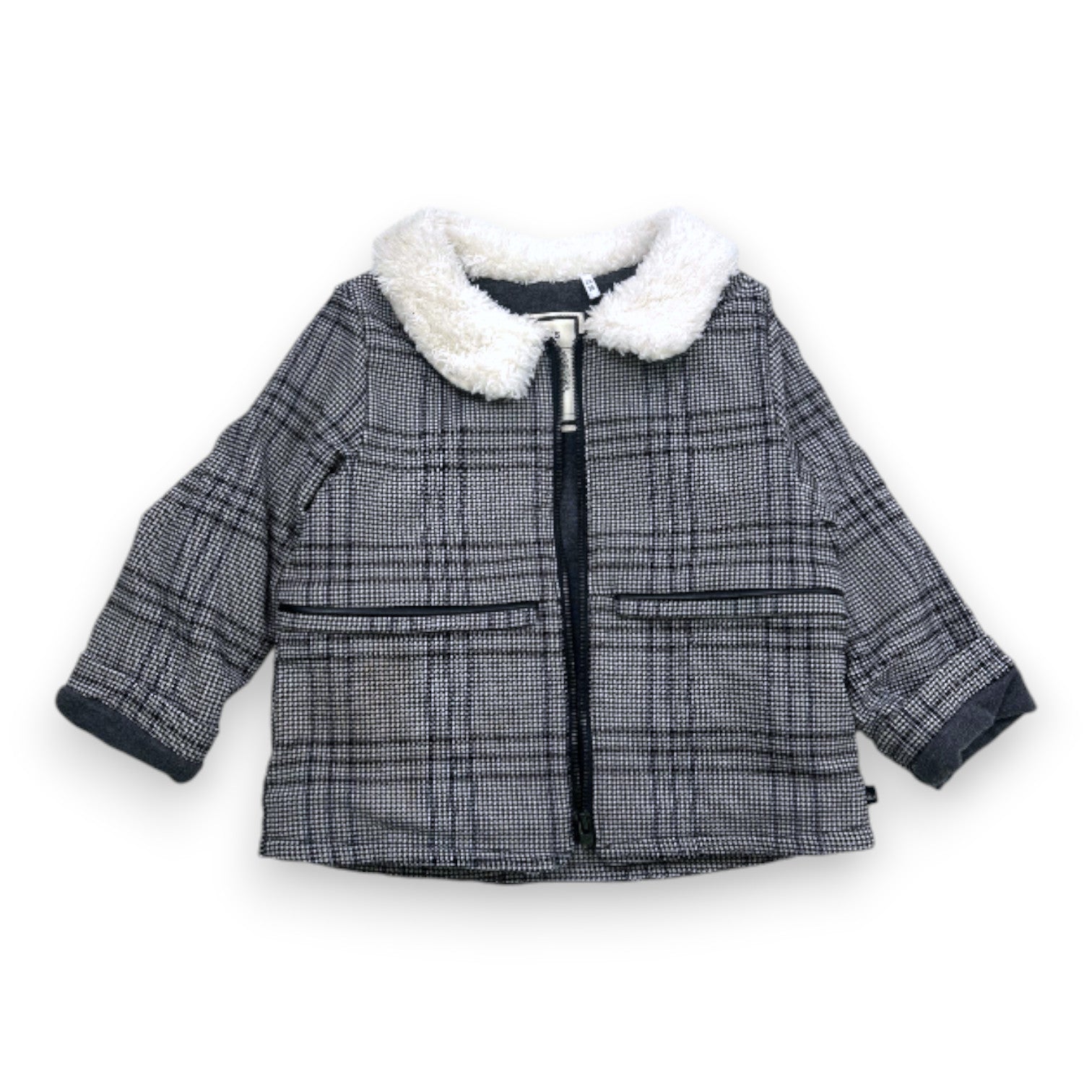 IKKS - Manteau gris avec col en fourrure blanche - 2 ans