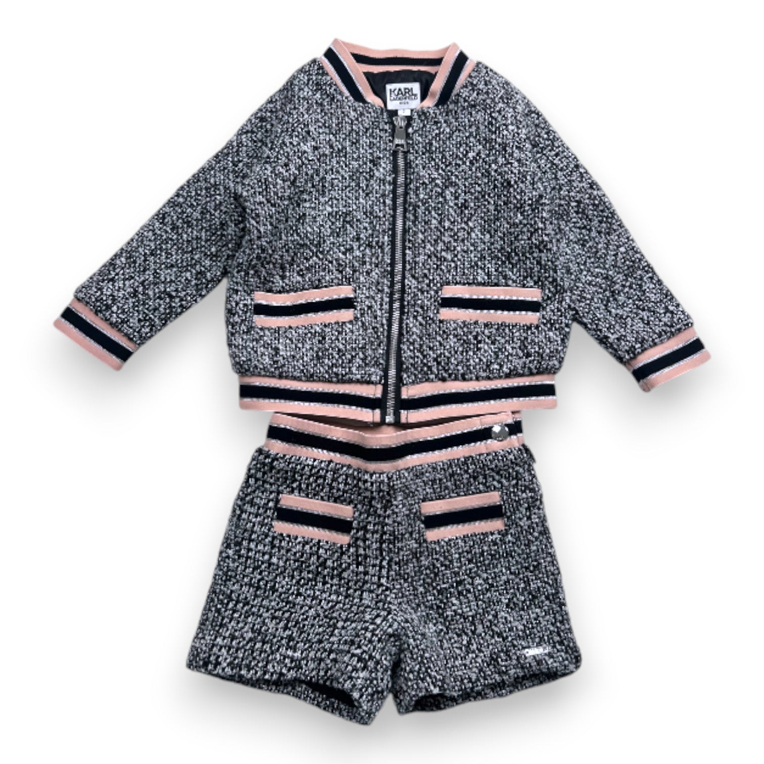 KARL LAGERFELD - Ensemble noir et rose gilet zippé et jupe - 2 ans