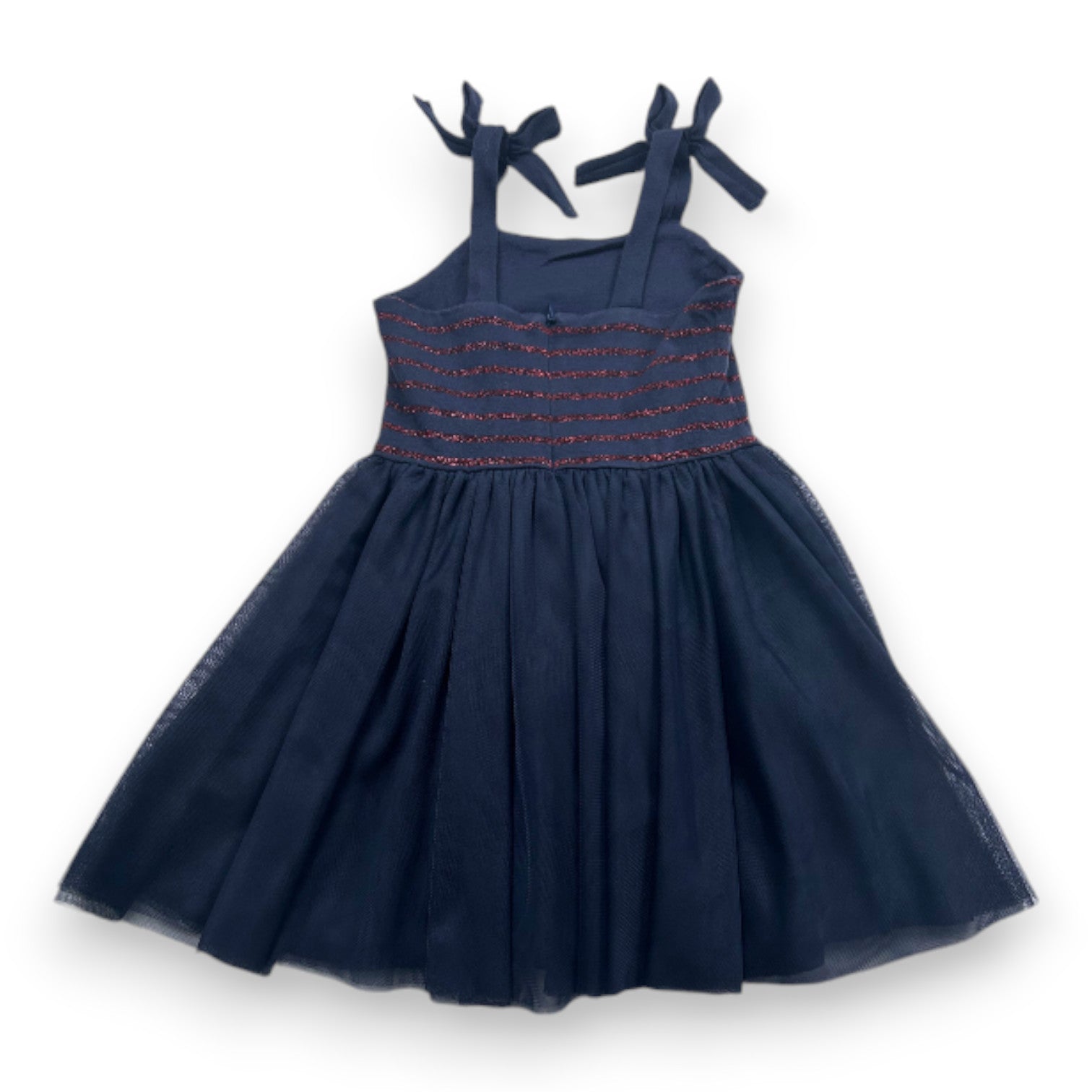 PETIT BATEAU - Robe bleu marine avec jupe en tulle - 3 ans