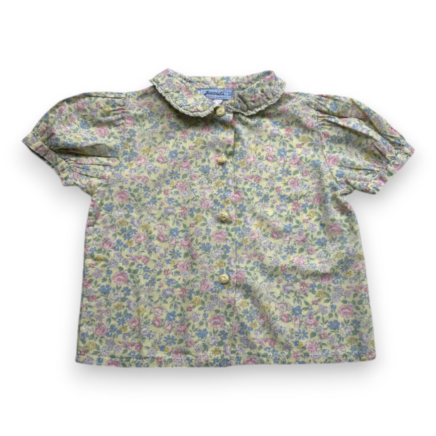 JACADI - Blouse à manches courtes jaune à fleurs - 2 ans