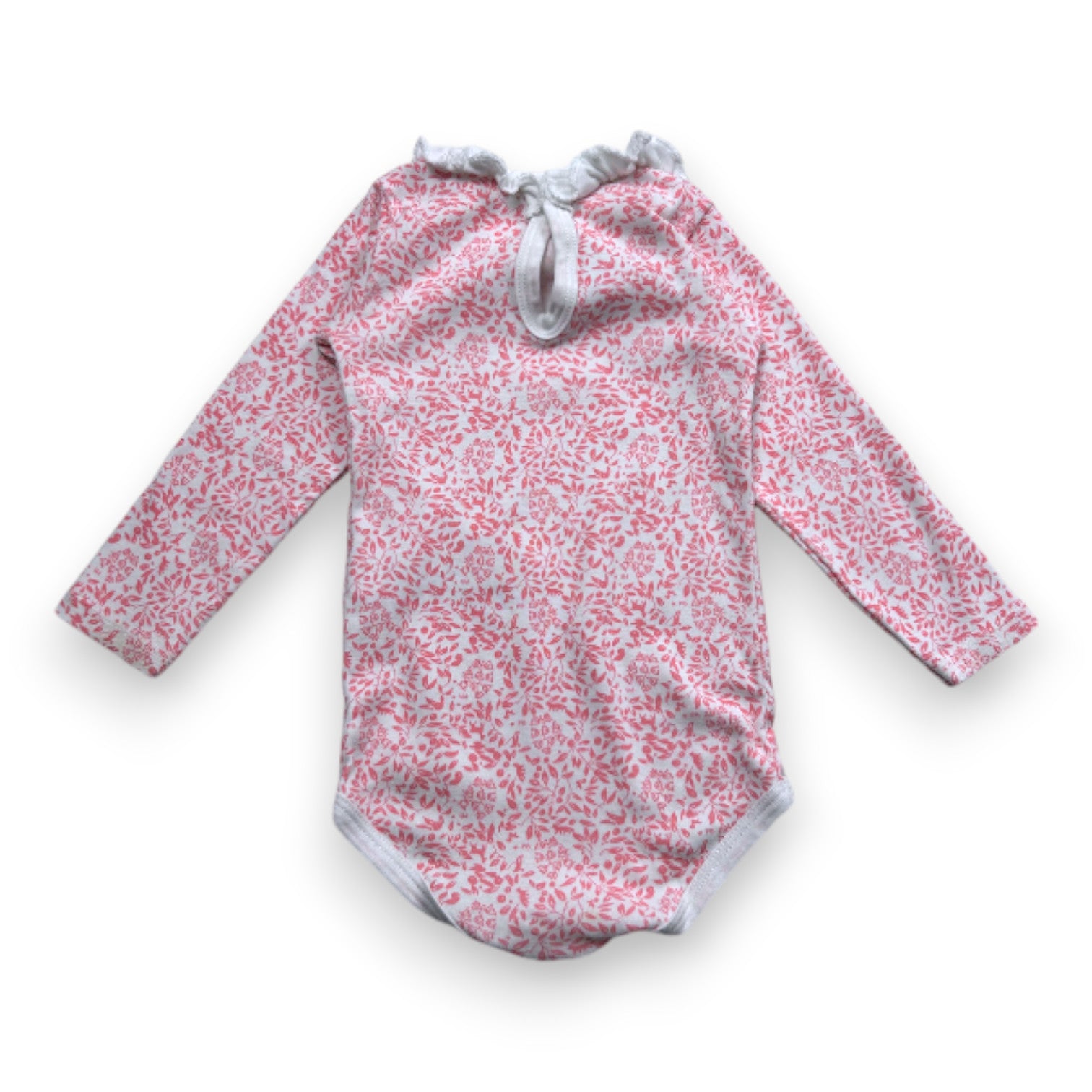 PETIT BATEAU - Body à manche slongues blanc à fleurs roses - 18 mois