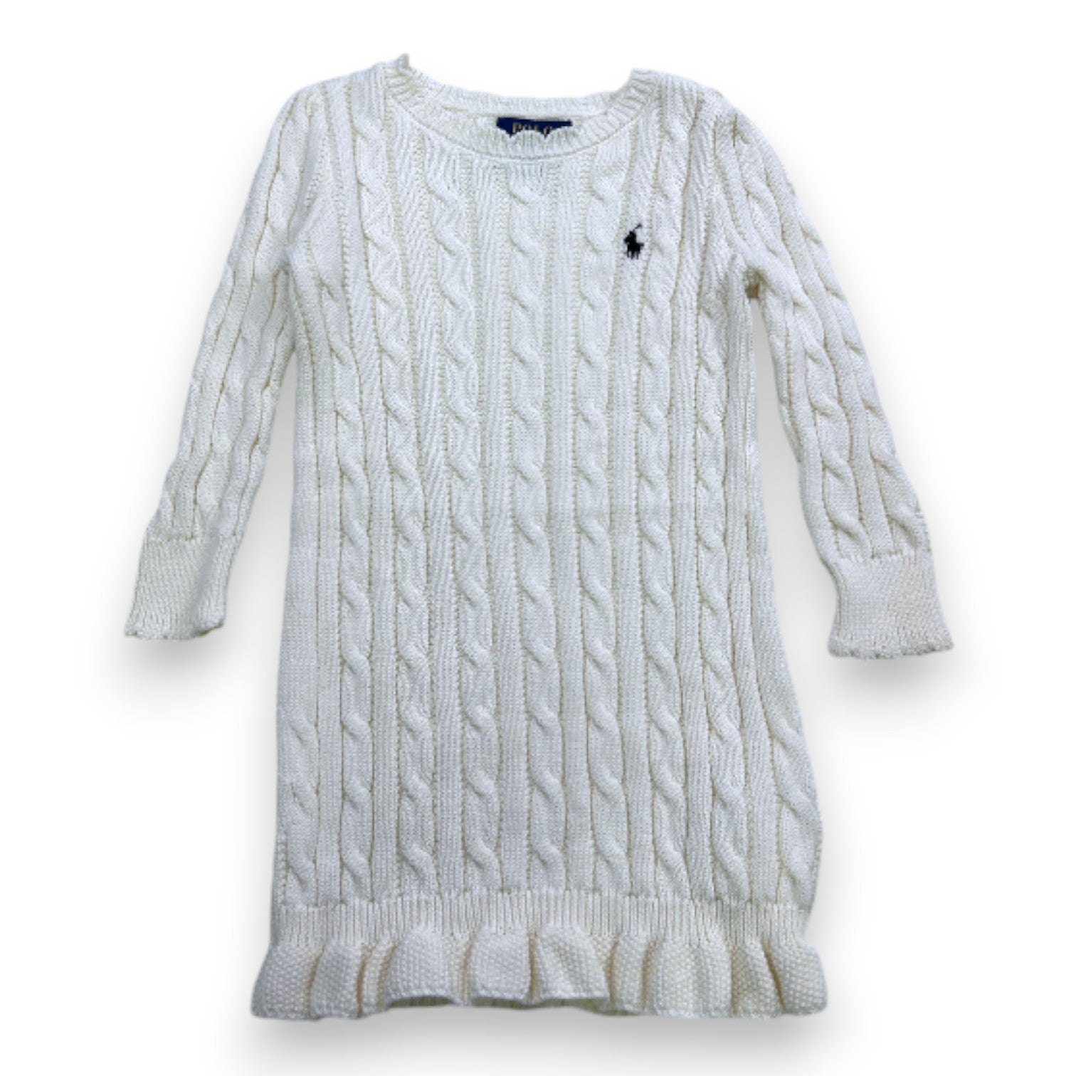 RALPH LAUREN - Robe blanche effet tricot - 2 ans