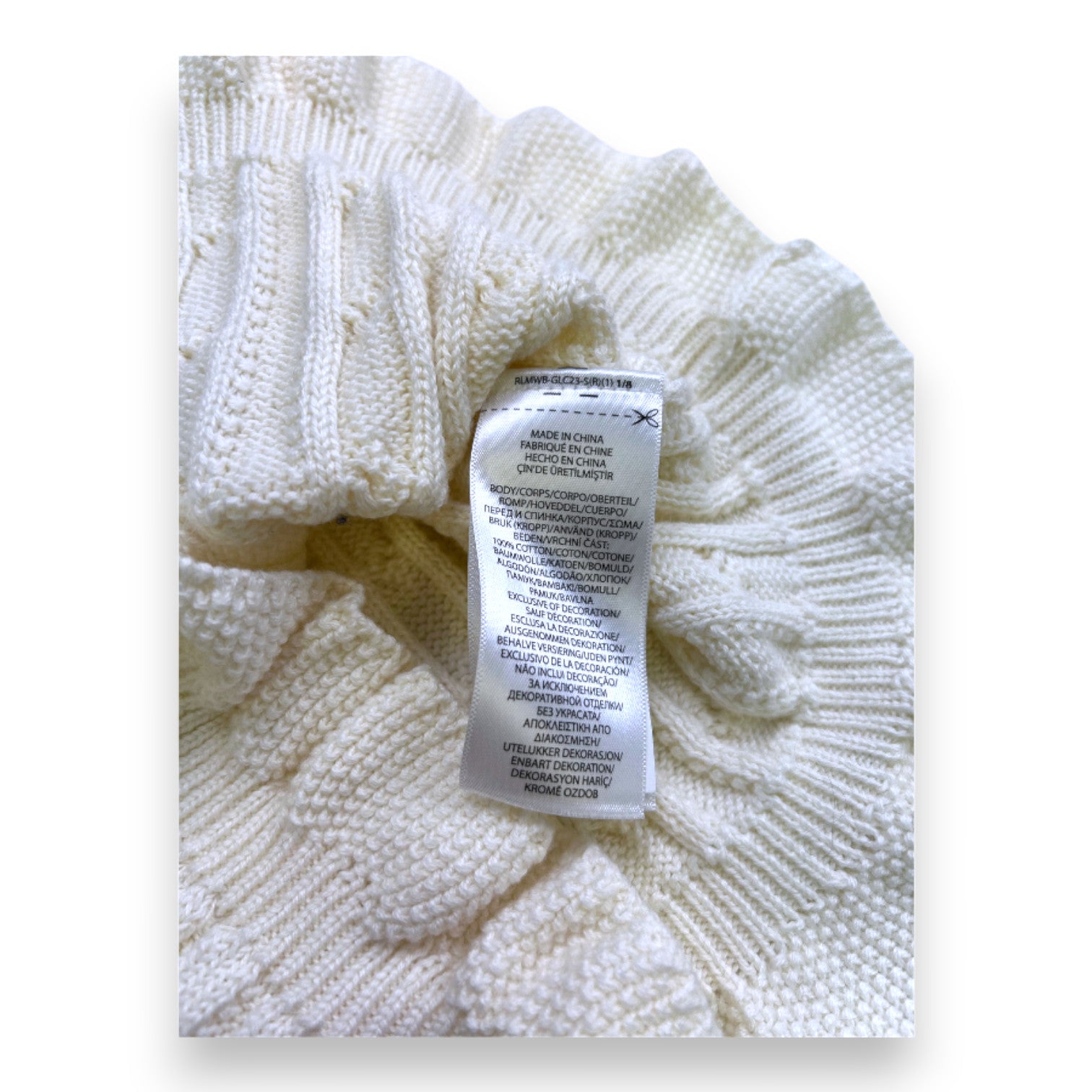 RALPH LAUREN - Robe blanche effet tricot - 2 ans