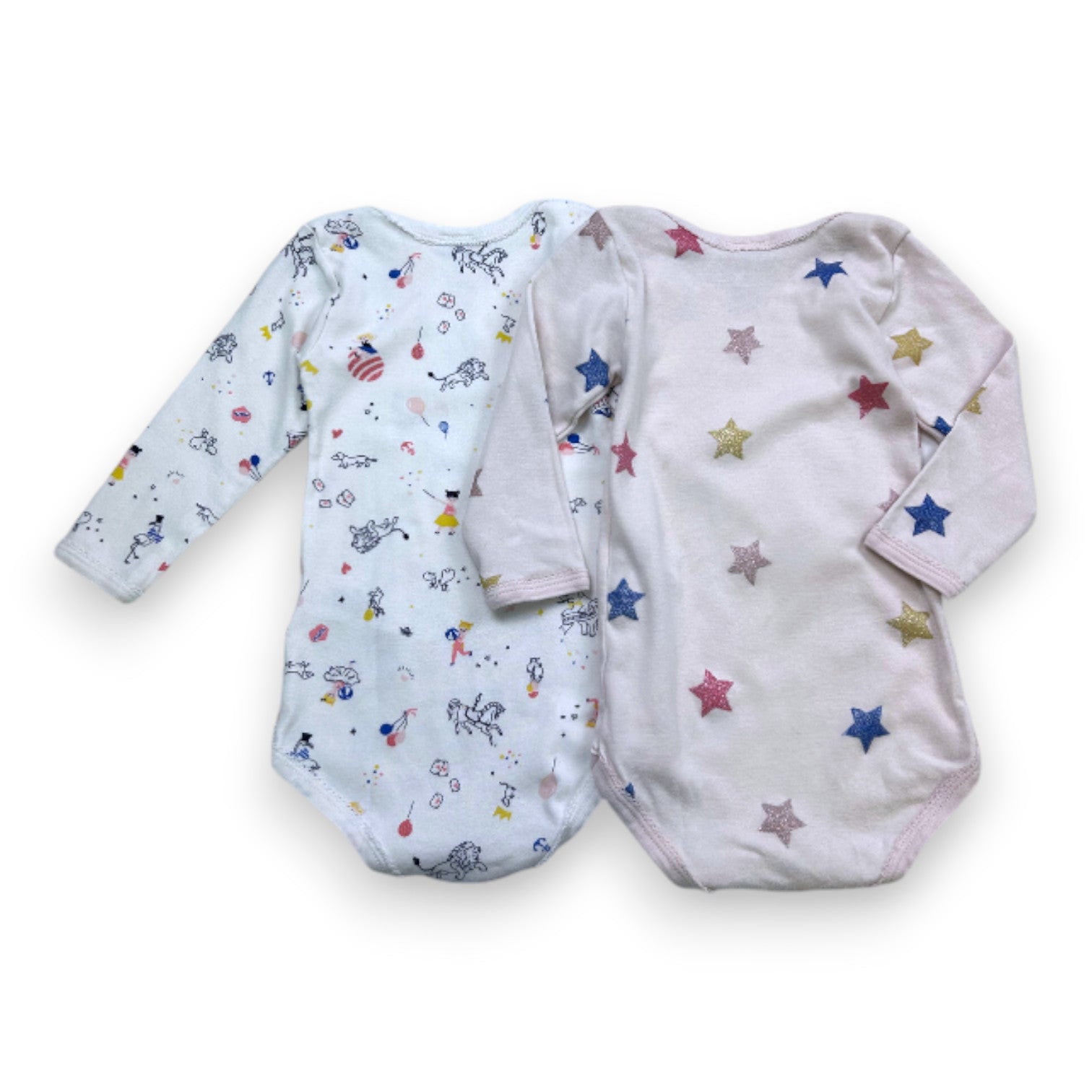 PETIT BATEAU - Lot de 2 bodies à manches longues avec motifs - 18 mois