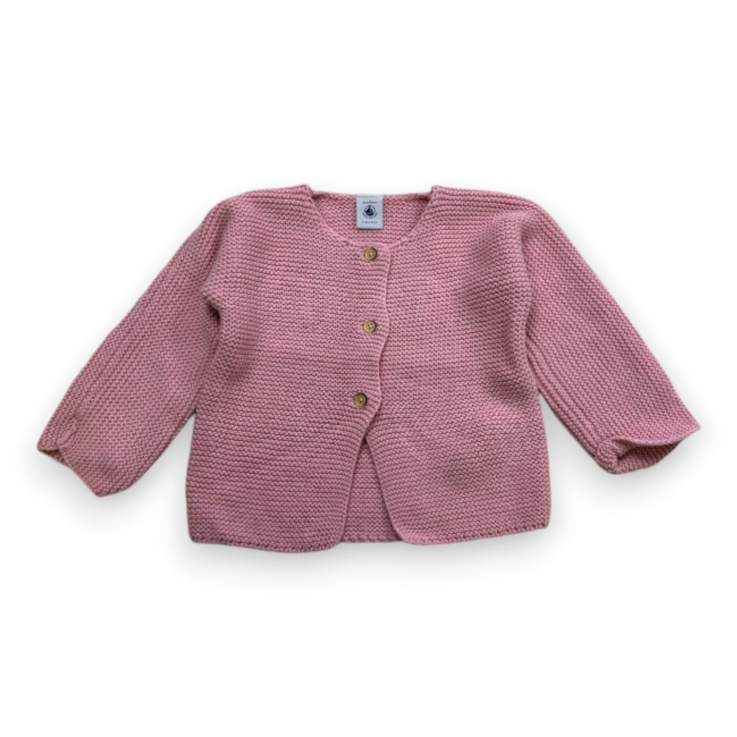 PETIT BATEAU - Cardigan rose effet maille - 2 ans