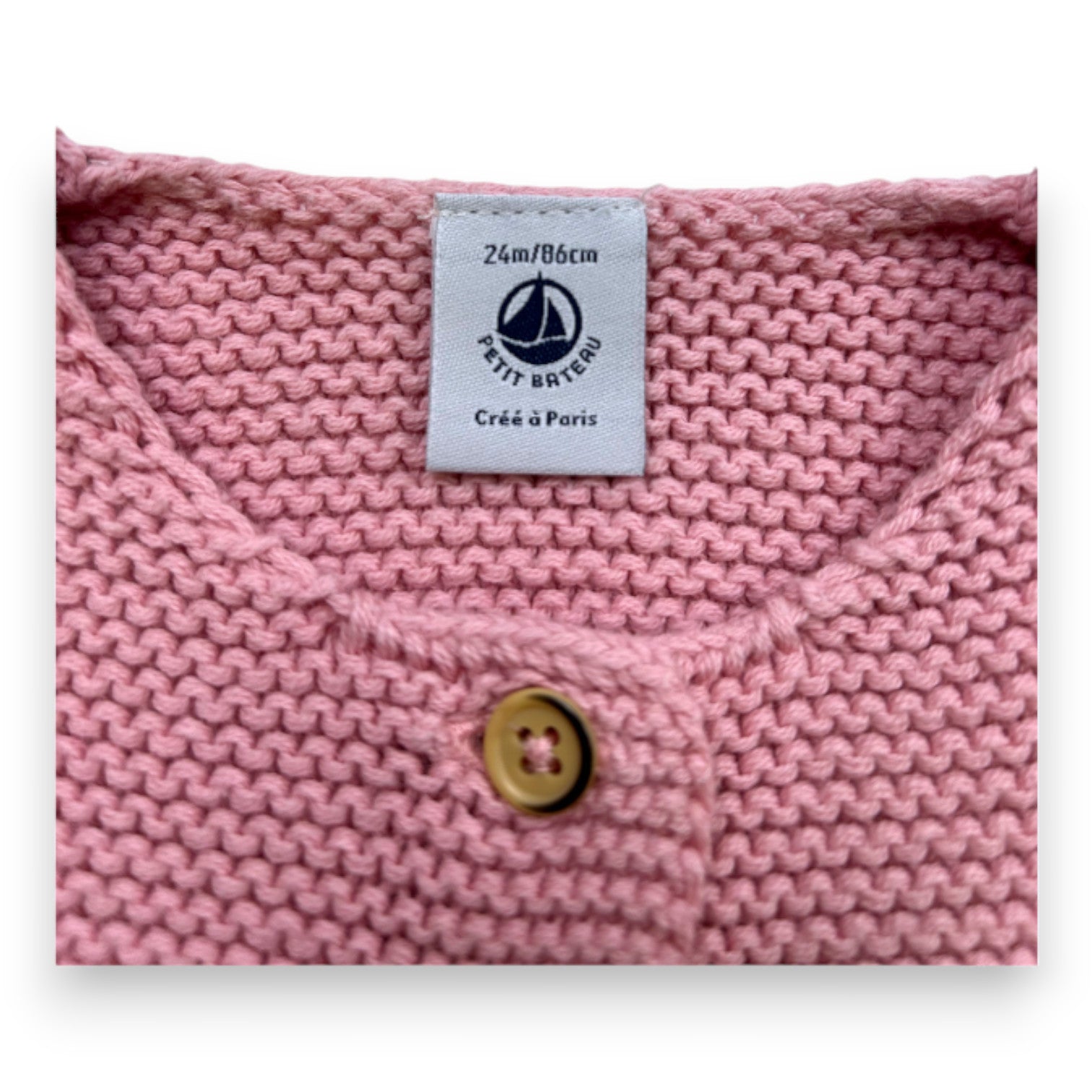 PETIT BATEAU - Cardigan rose effet maille - 2 ans