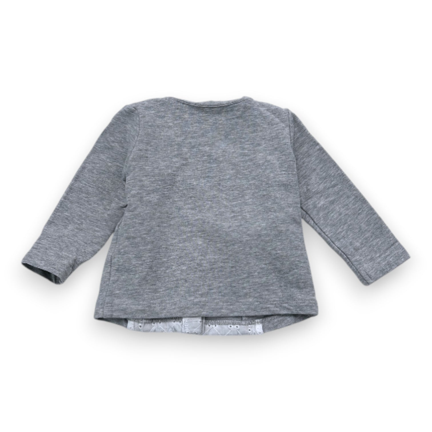 CARREMENT BEAU - T-shirt à manches longues gris avec dentelle blanche - 6 mois