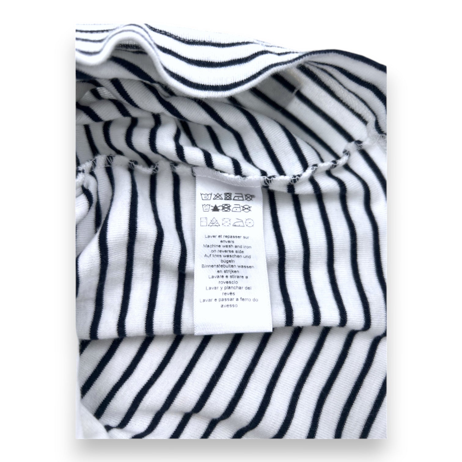 PETIT BATEAU - Robe blanche et noire à rayures - 1 mois