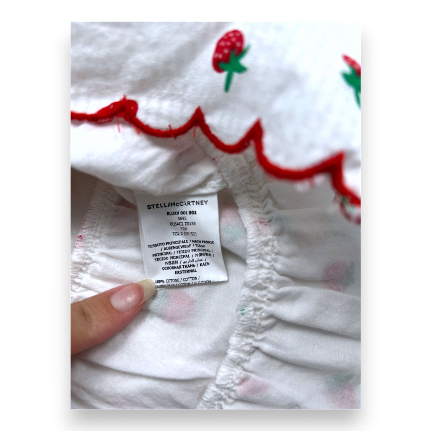 STELLA MCCARTNEY - Top blanc à bretelles imprimé fraises - 2 ans