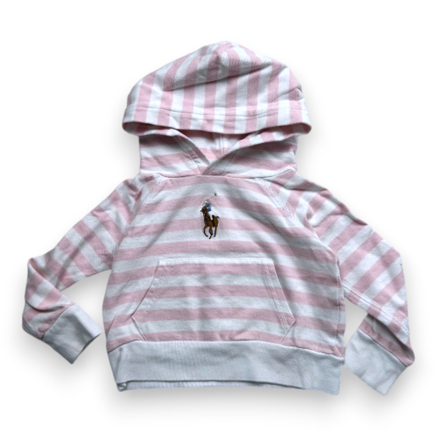 RALPH LAUREN - Sweat à capuche blanc et rose - 2 ans