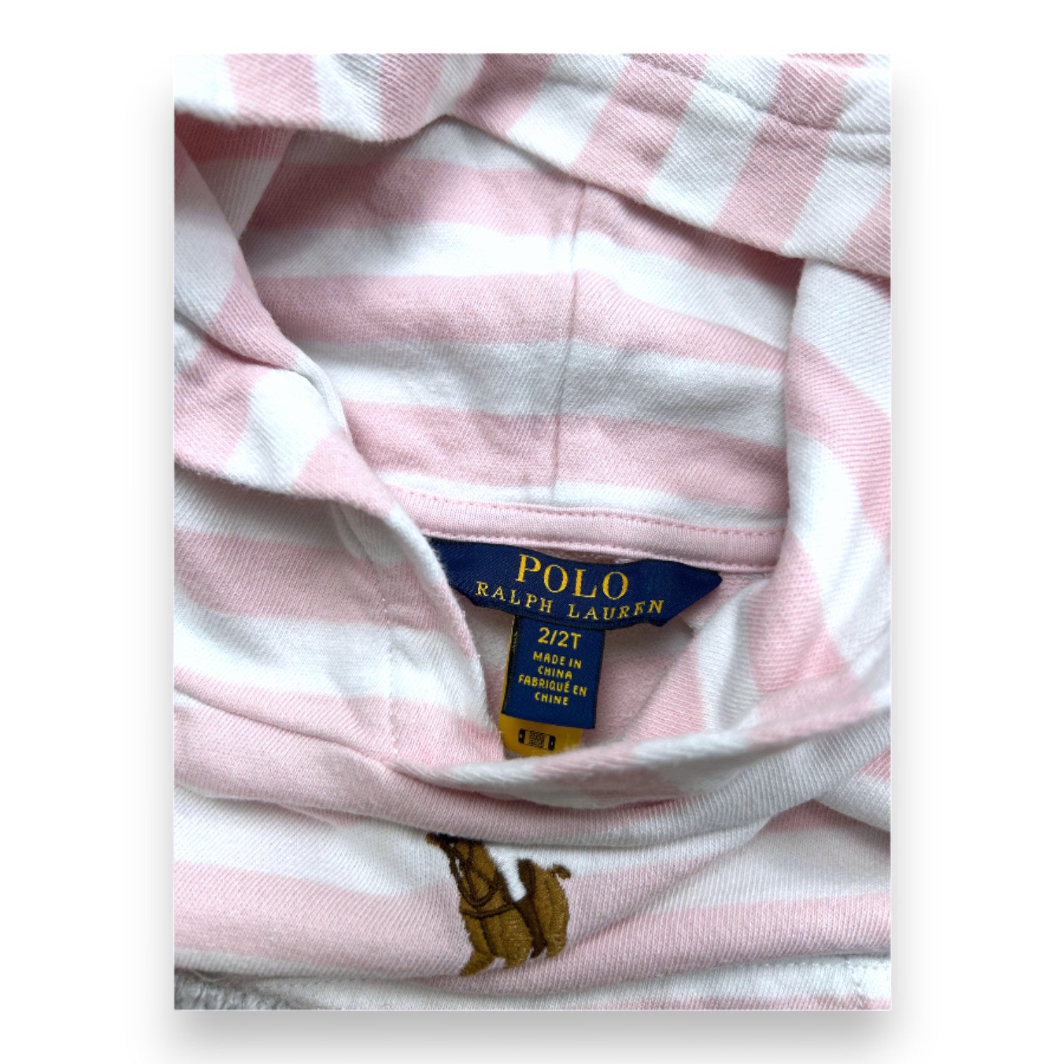 RALPH LAUREN - Sweat à capuche blanc et rose - 2 ans